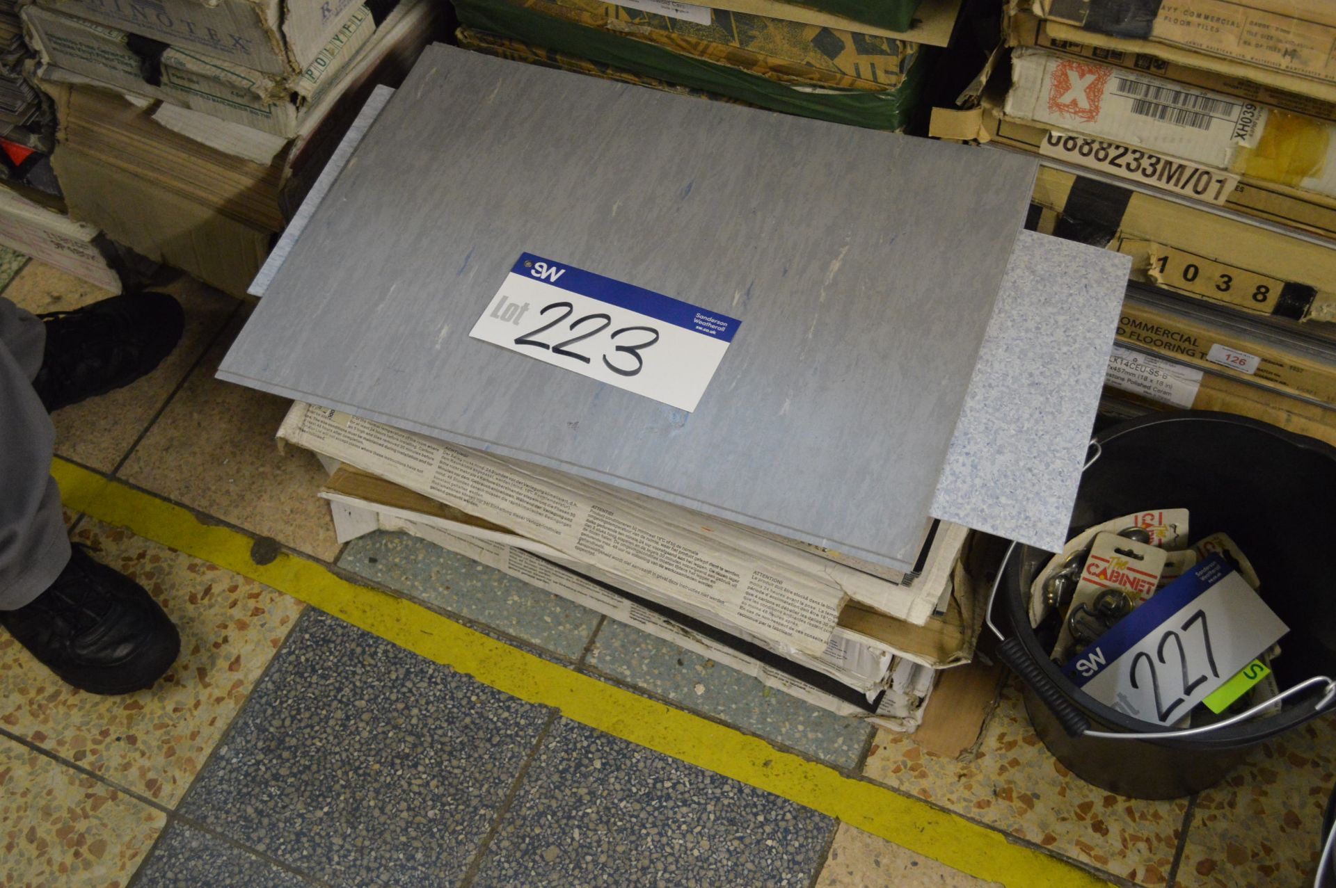 Assorted Vinyl Floor Tiles, in one stack, mainly 3