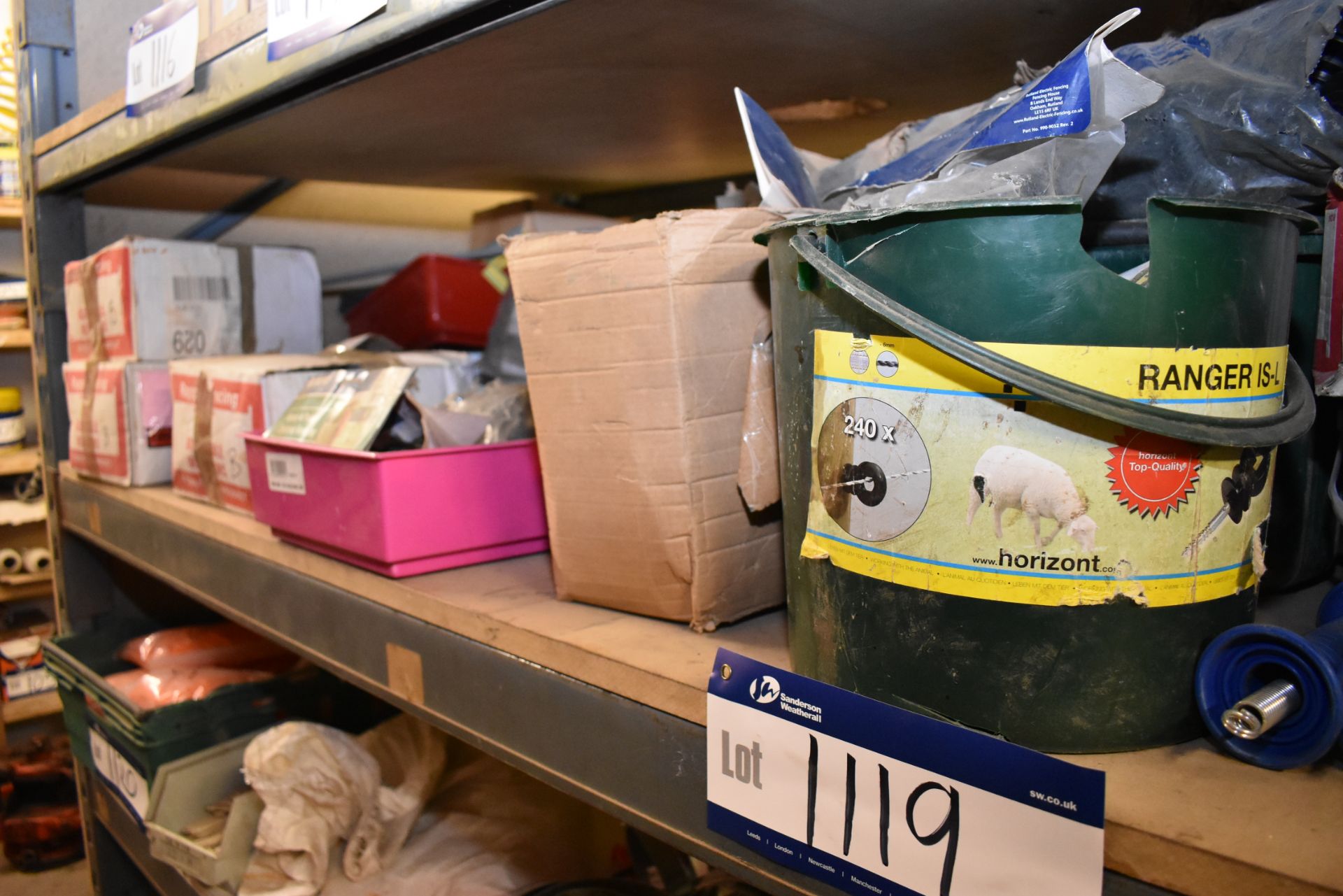 Quantity of Electric Fencing Components and Accessories as set out on shelf including Cable, Clips - Image 2 of 2