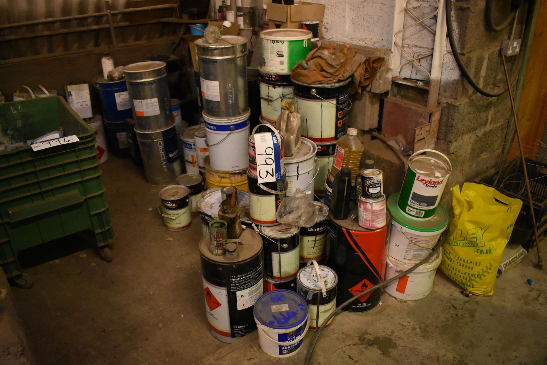 Quantity of Various Part Tins of Paints