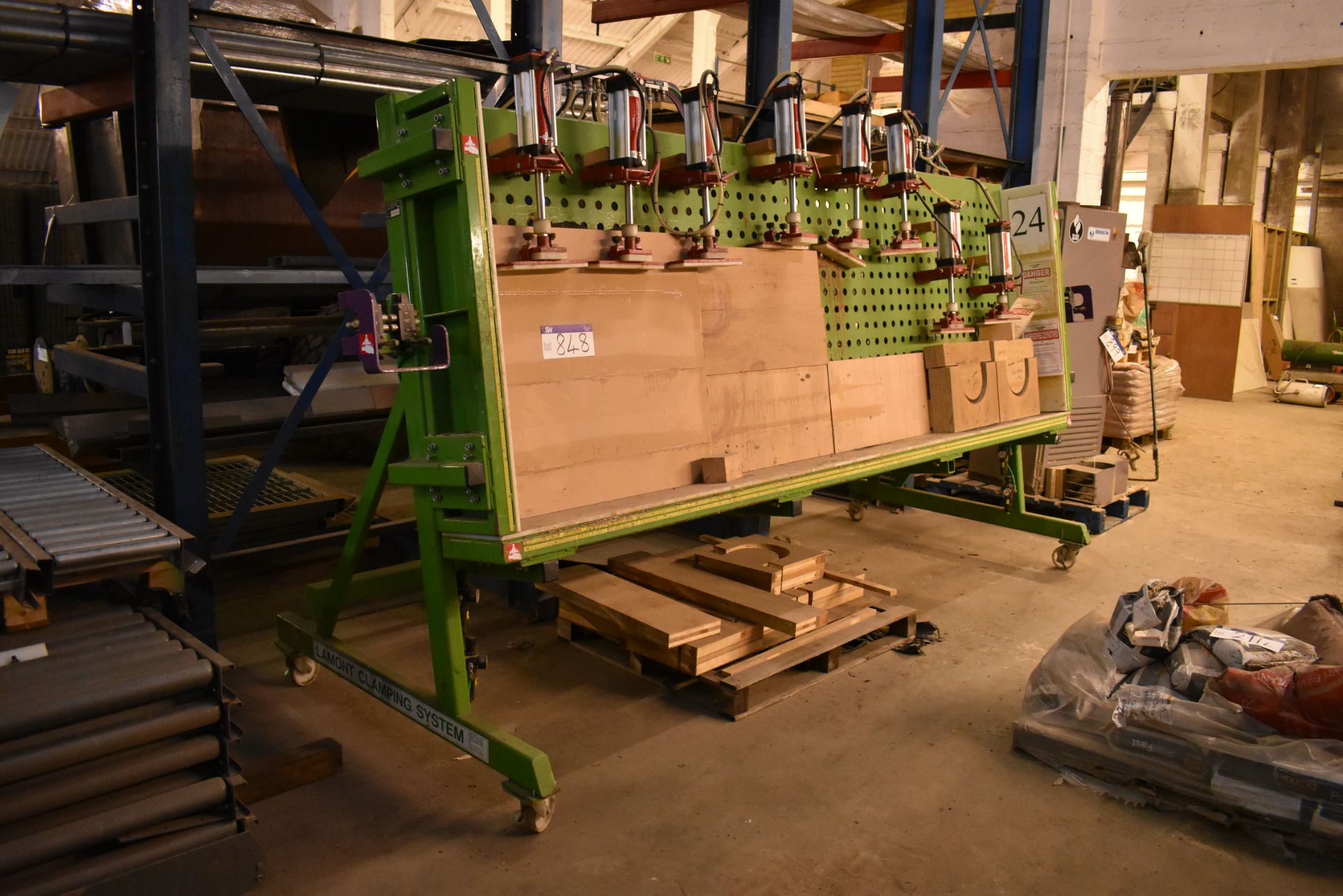 Lamont Clamping System Mobile Inclined 8-Head Pneumatic Clamping Table, Serial No: 2247MXV, Year