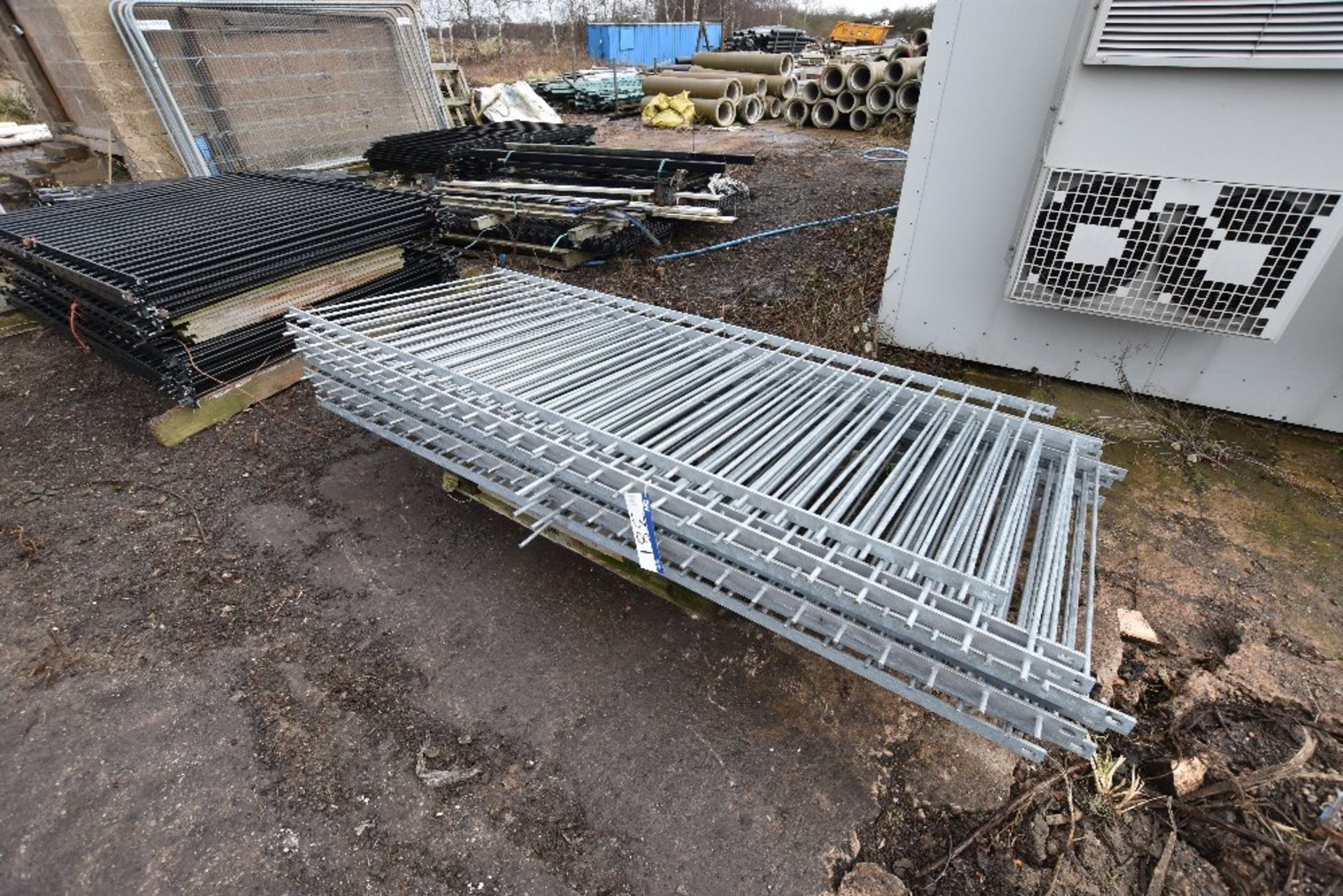 12 x Sections of Galvanised Steel Rail Fencing, 2750 x 1100mm h