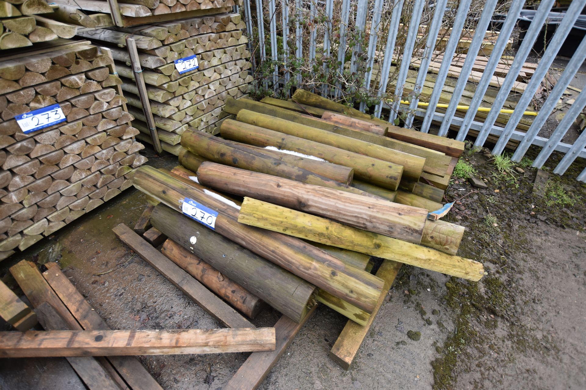 19 x Round Wooden Posts, average 1400 x 140mm Diameter, 11 x Wooden Posts, 1800 x 175 x 125mm