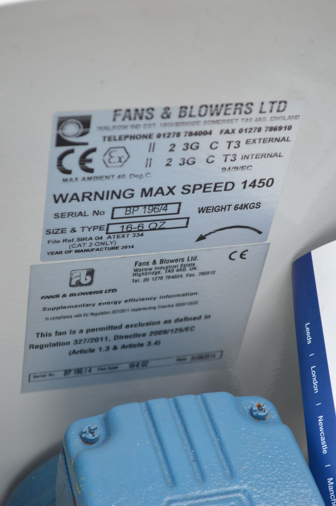 Fans & Blowers 16-6 QZ Steel Cased Centrifugal Fan - Image 2 of 2