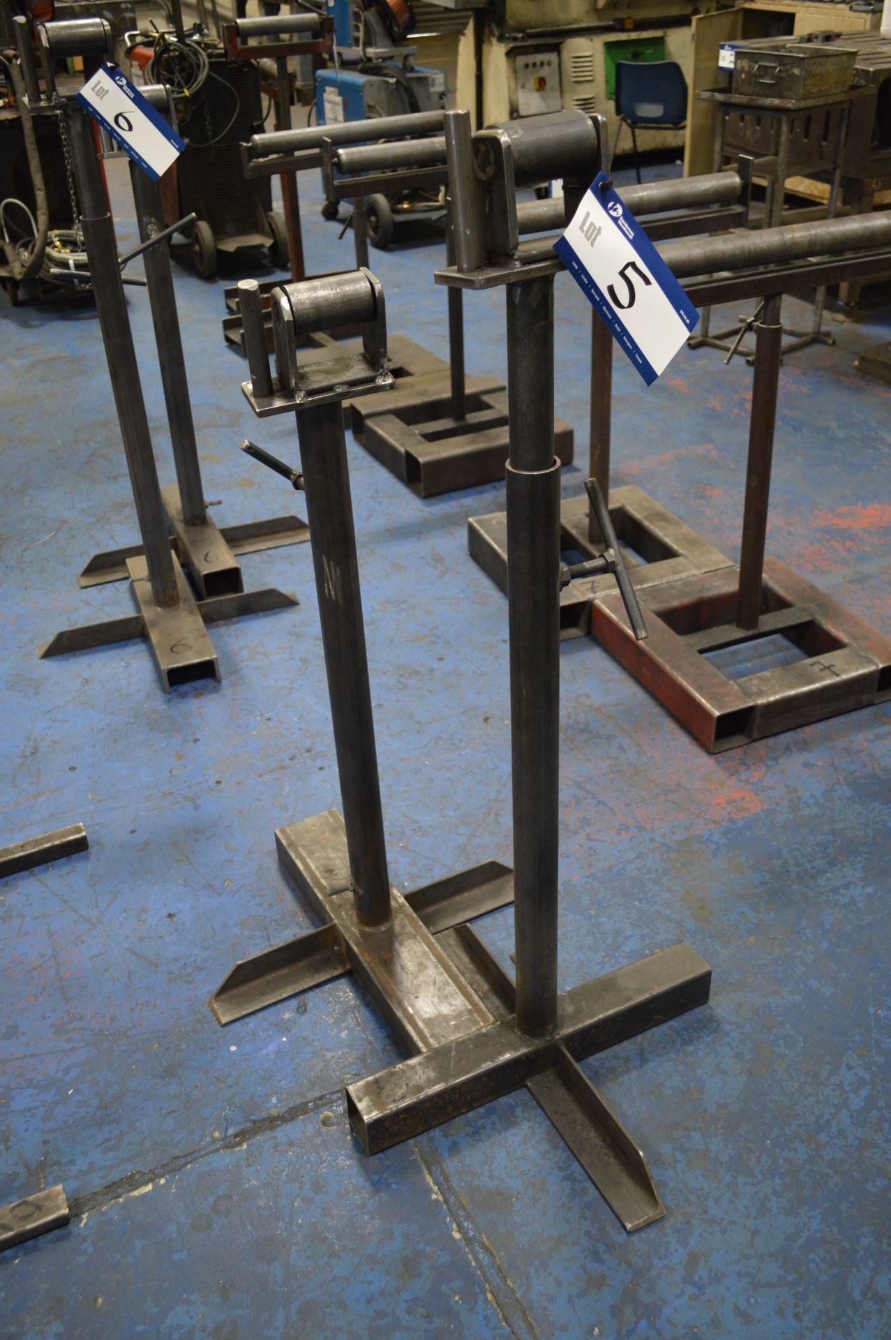 Two Fabricated Steel Roller Feed Stands, rollers 9