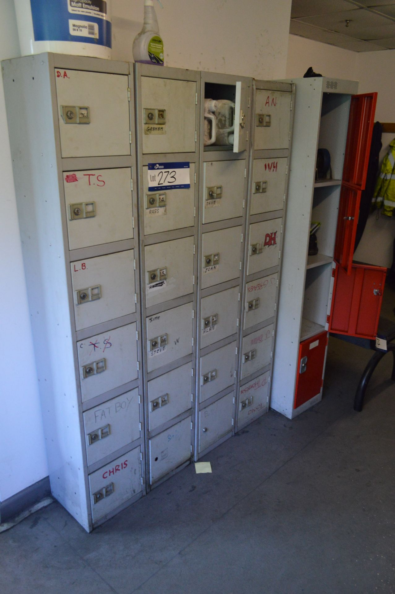 Personnel Lockers, as set out (no keys)