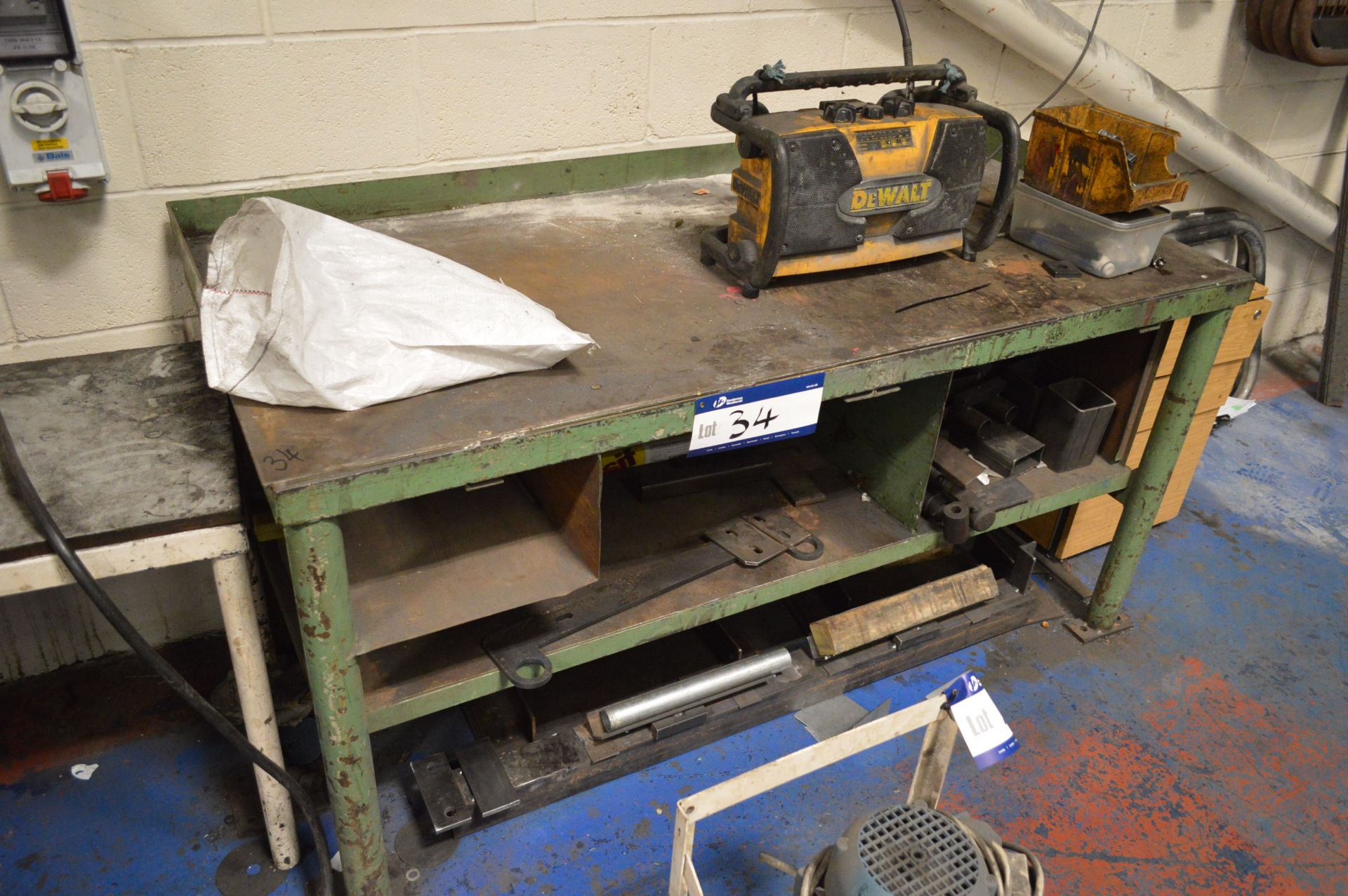 Steel Bench, approx. 1.7m x 780mm, with contents - Image 2 of 3