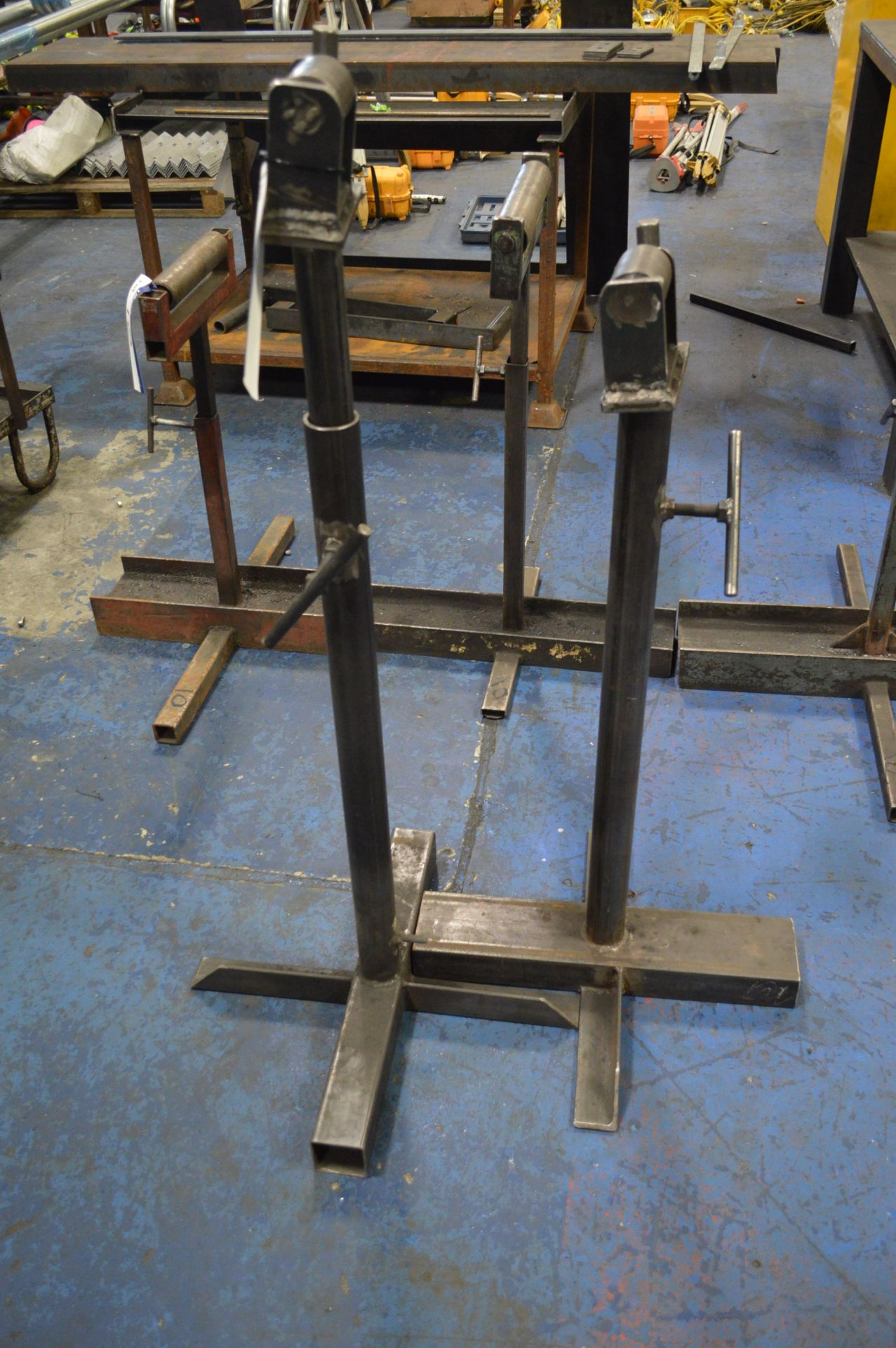 Two Fabricated Steel Roller Feed Stands, rollers 9 - Image 2 of 2