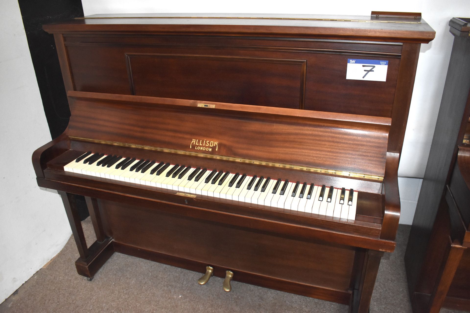 Allison London Upright Piano, Circa 1930’s, Mahogany Veneered, Overstrung