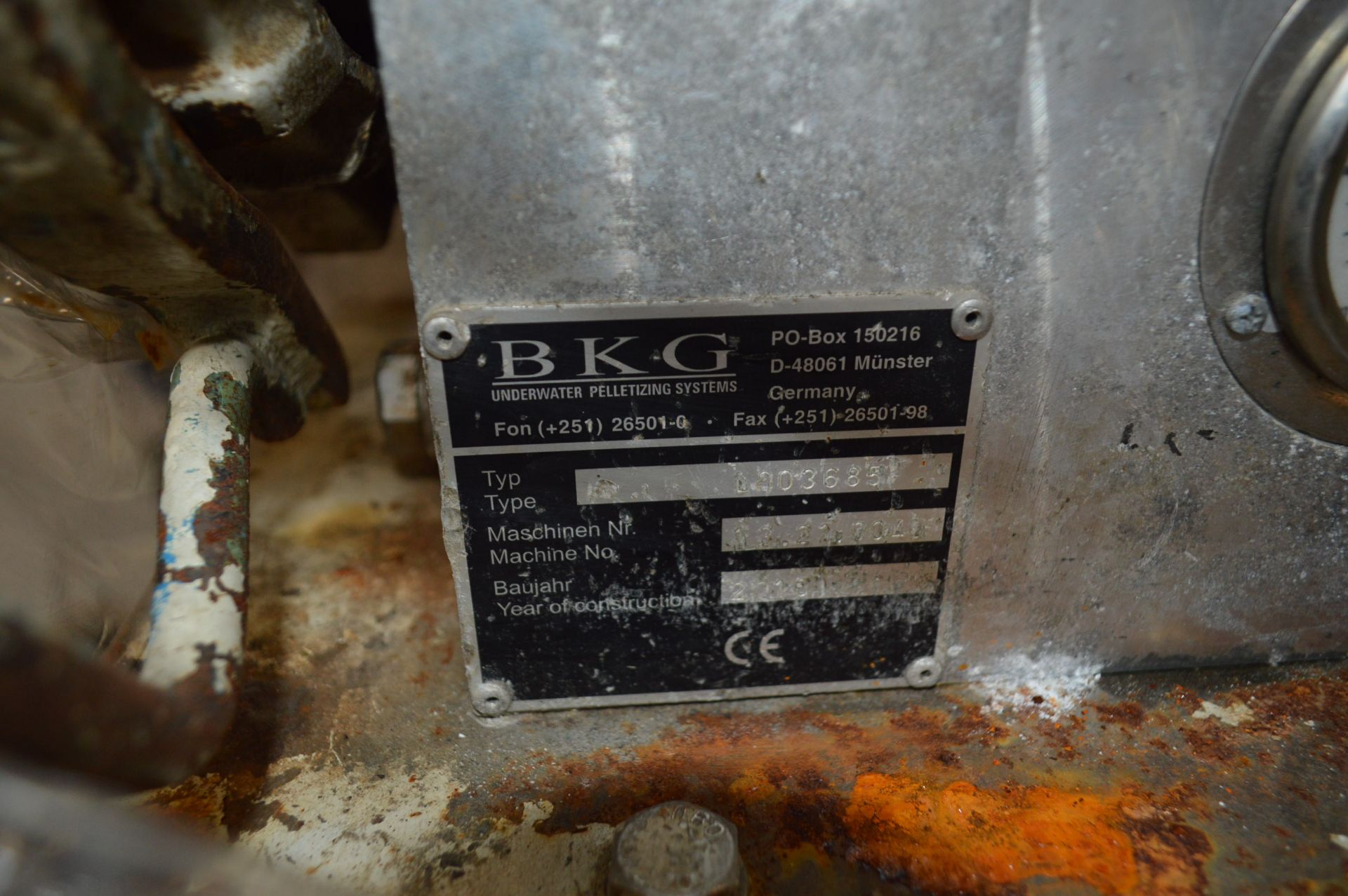 BKG STAINLESS STEEL TYPE TEWA2000 UNDERWATER PELLETIZING SYSTEM, machine no. serial no. 2000 0618/ - Image 3 of 9