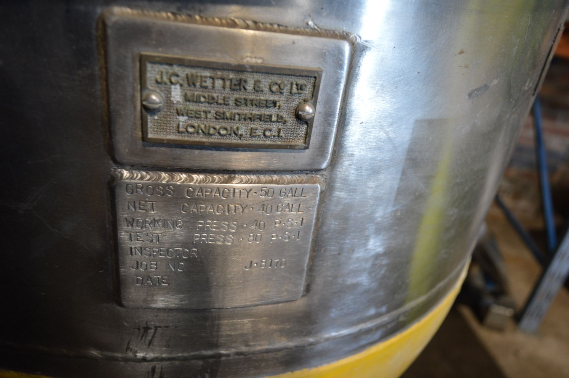 Winkworth 50 gallon Steam Jacketed Tank, on stand - Image 3 of 5