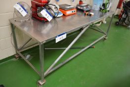 Mobile Stainless Steel Table, 2.35m x 920mm