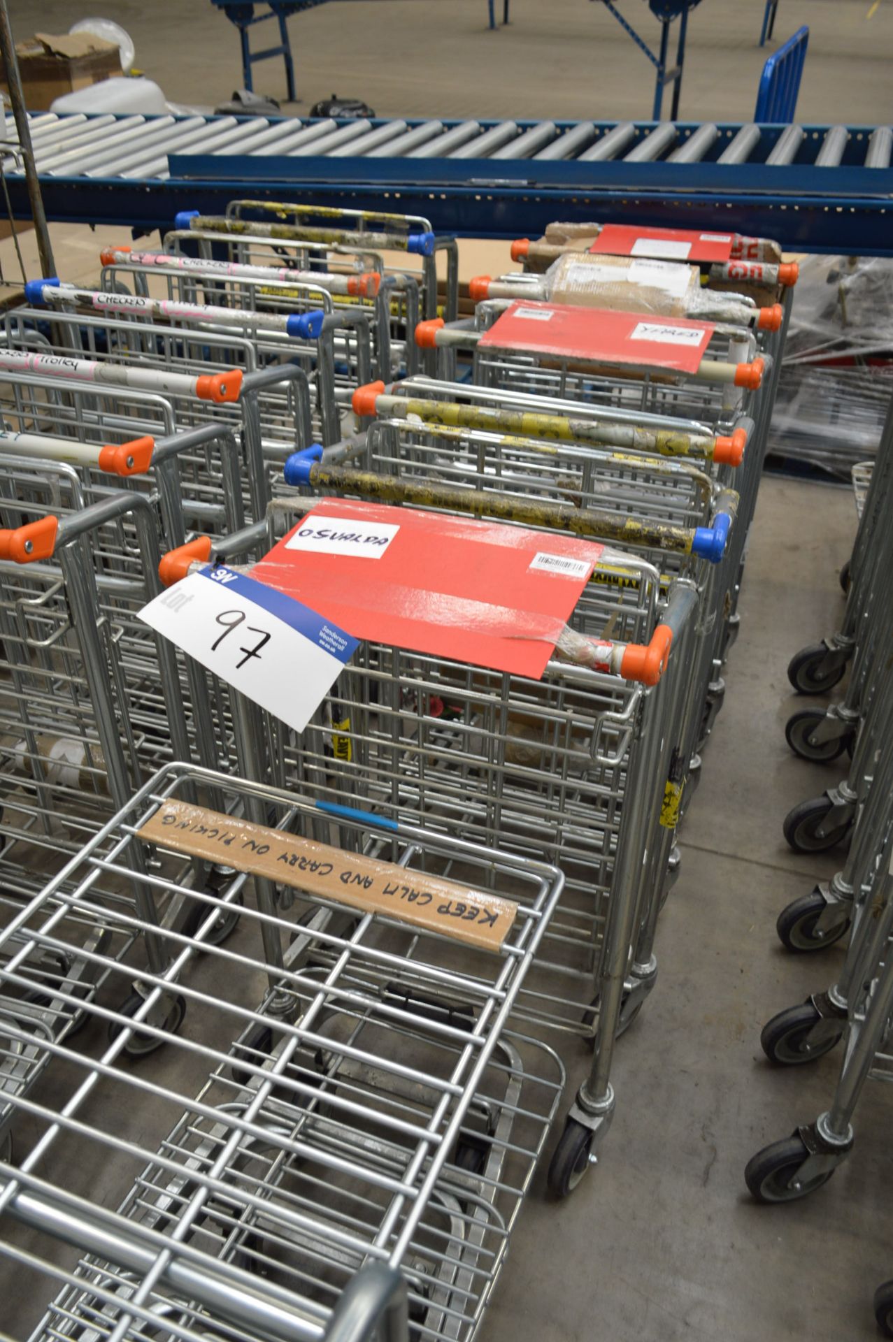 Six Two-Tier Interlocking Picking Trolleys