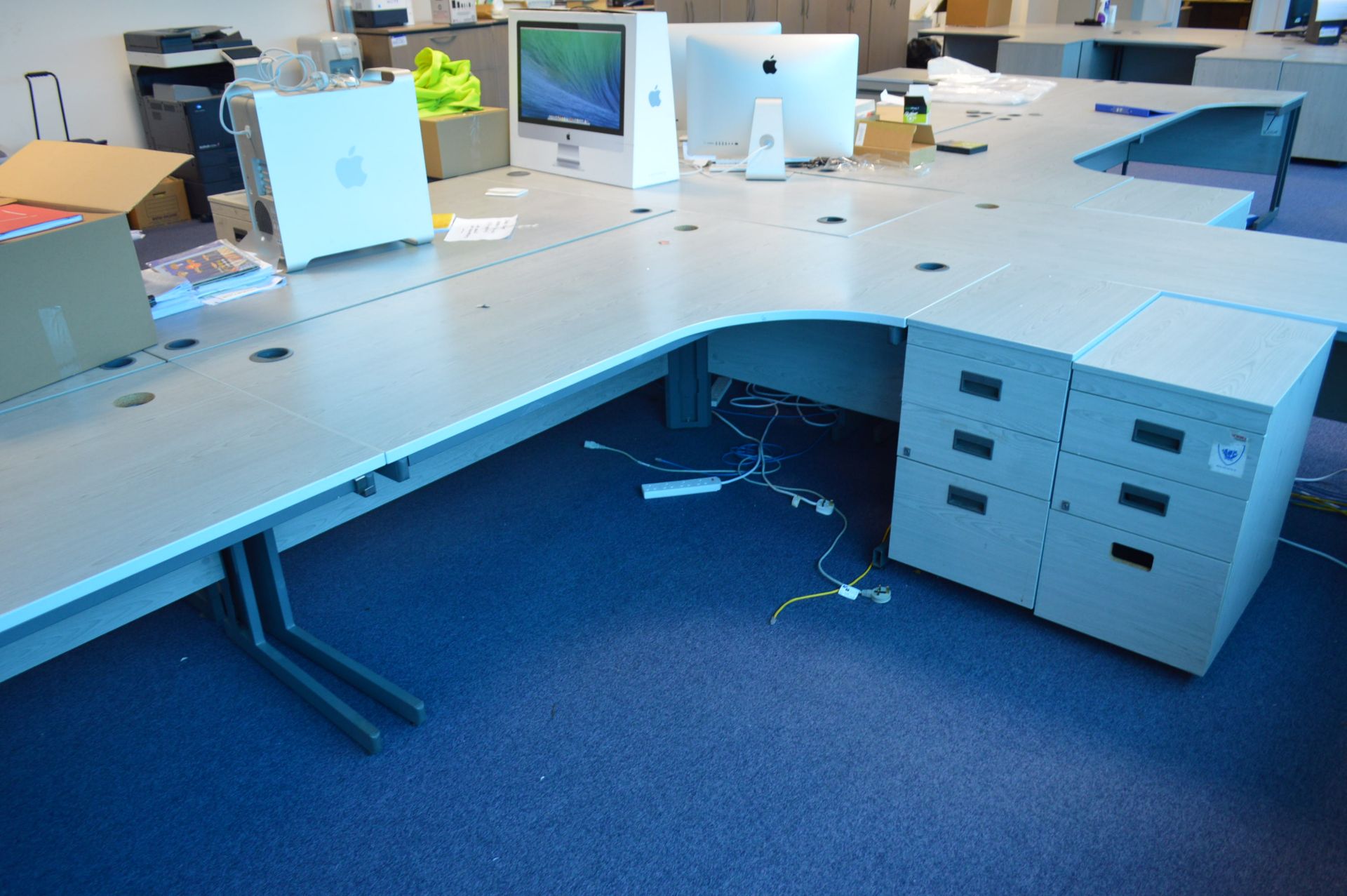 Three Cantilever Framed Desks, with two desk pedes - Image 2 of 2