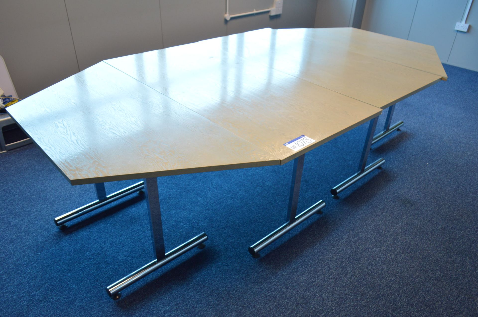 Four Section Wood Meeting Table, with side table,