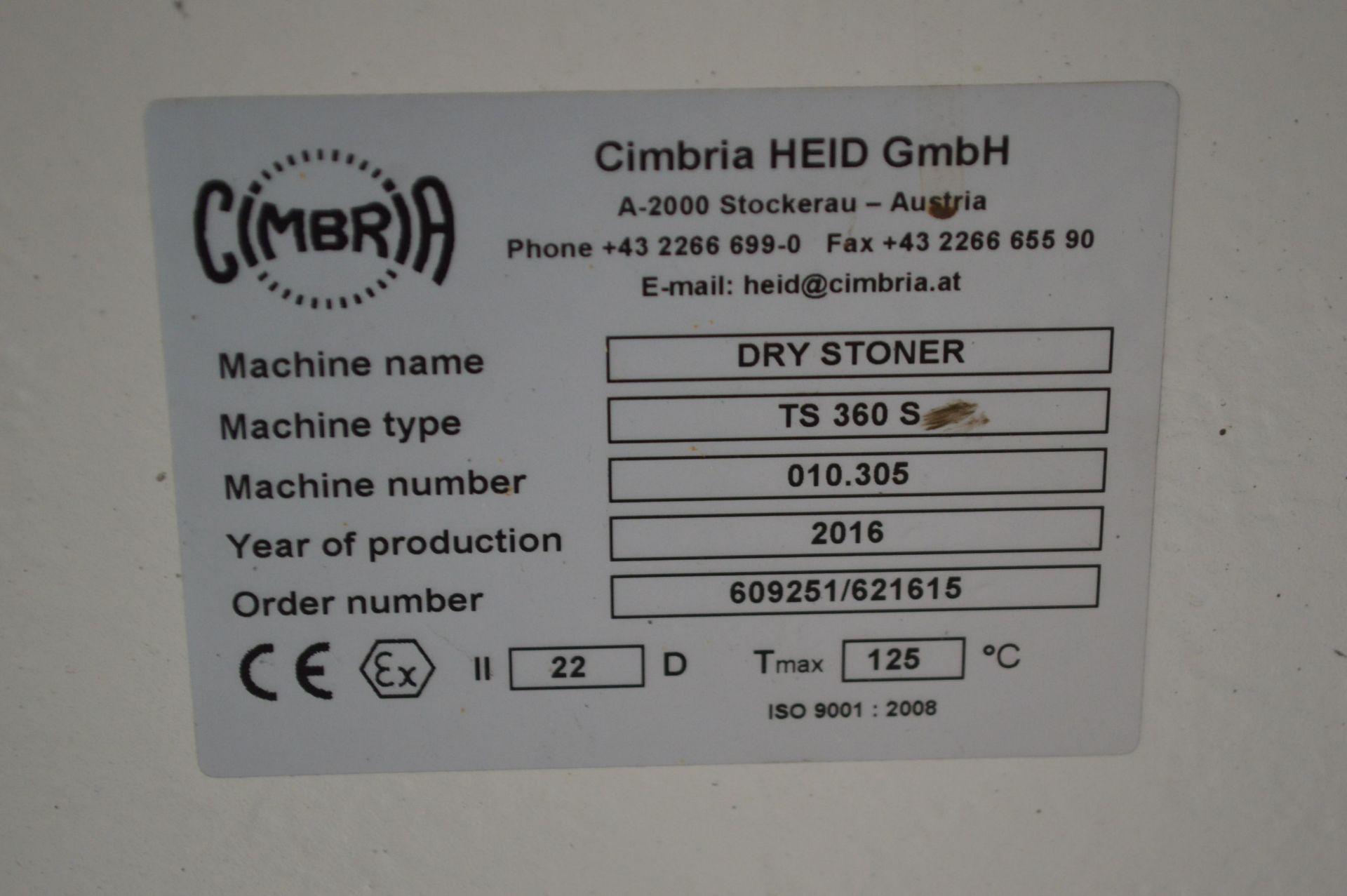 2016 Cimbria Heid TS360S DRY STONER, machine no. 0 - Image 2 of 9