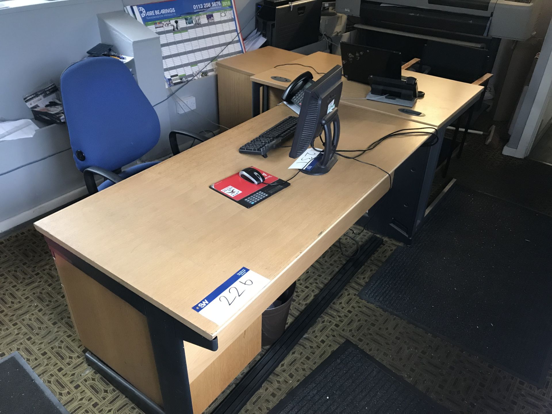 2 x Light Oak Veneered Cantilever Desks, 2 x Light