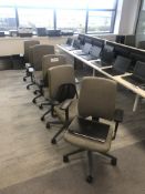 6 x Grey and Green Upholstered Typist Chairs