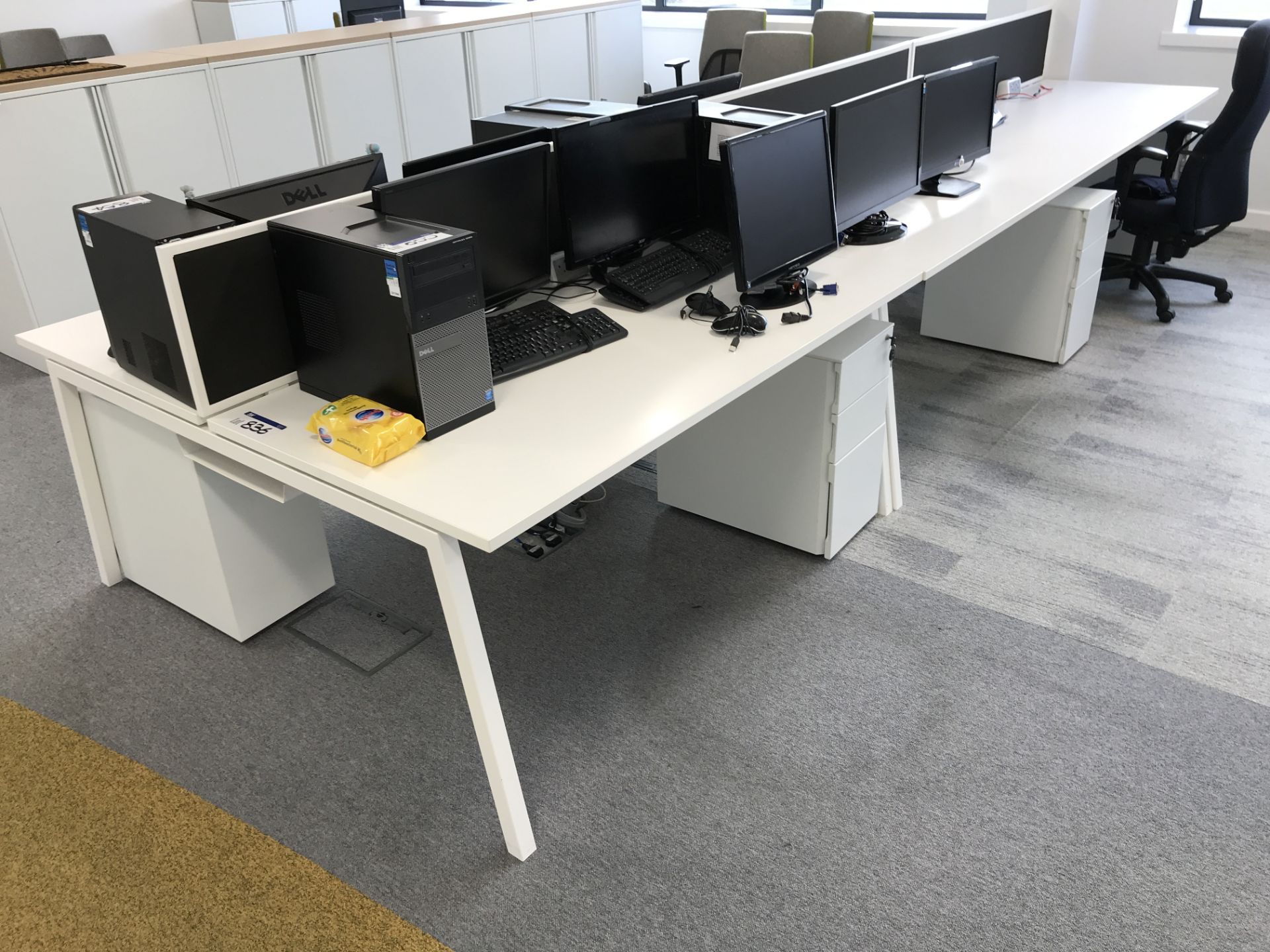 3 x Double Desks, 5 x Three Drawer Desk Pedestals,