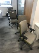 7 x Grey and Green Upholstered Typist Chairs