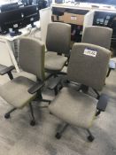 3 x Grey and Green Upholstered Typist Chairs