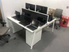 Double White Metal Framed Workstation with Black P