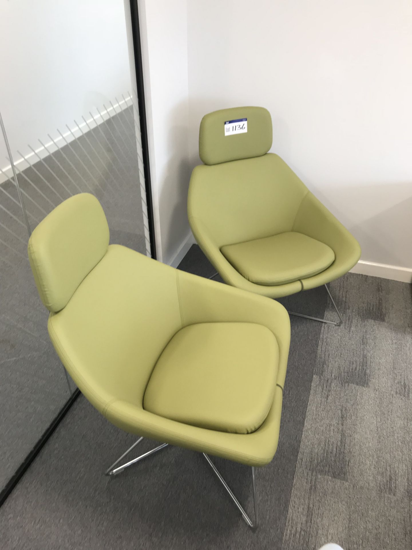 2 x Green Upholstered Chairs