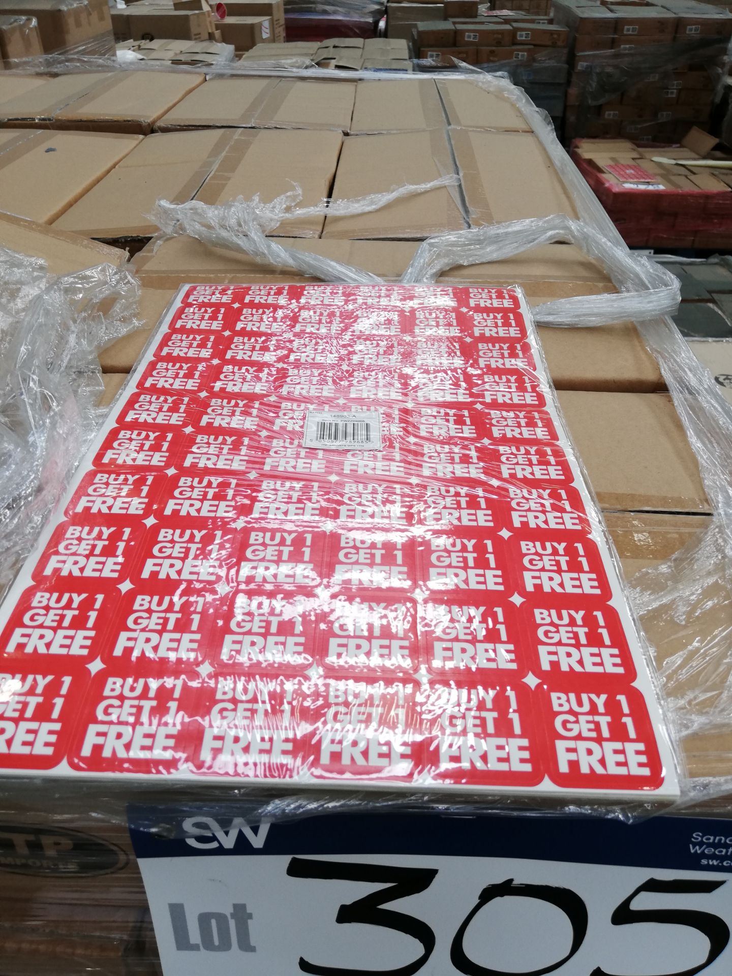 3,380 x Generic Sale Stickers ‘Buy 1 Get 1 Free’ - Image 2 of 2