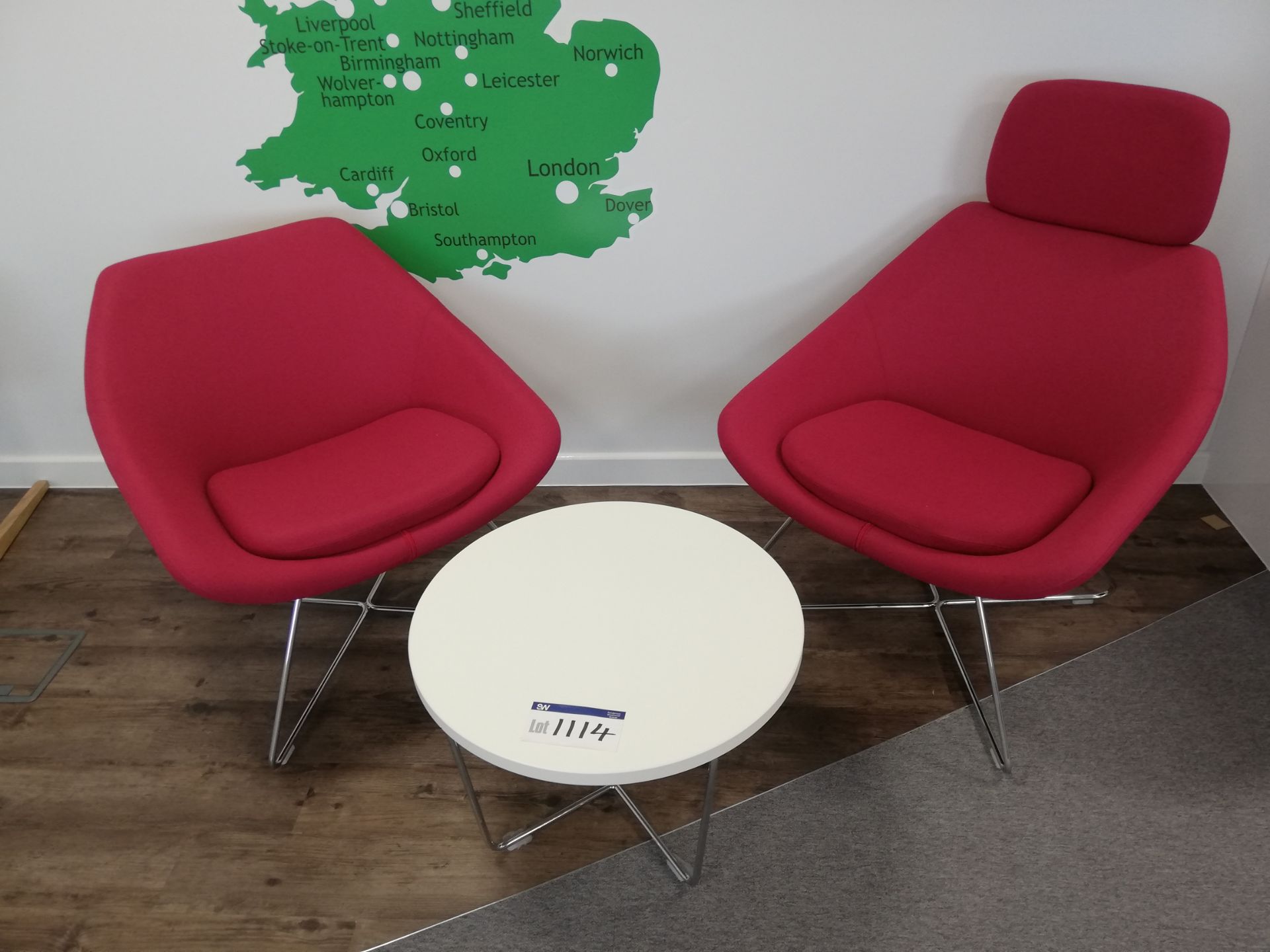 Metal Framed White Veneered Coffee Table with 2 x