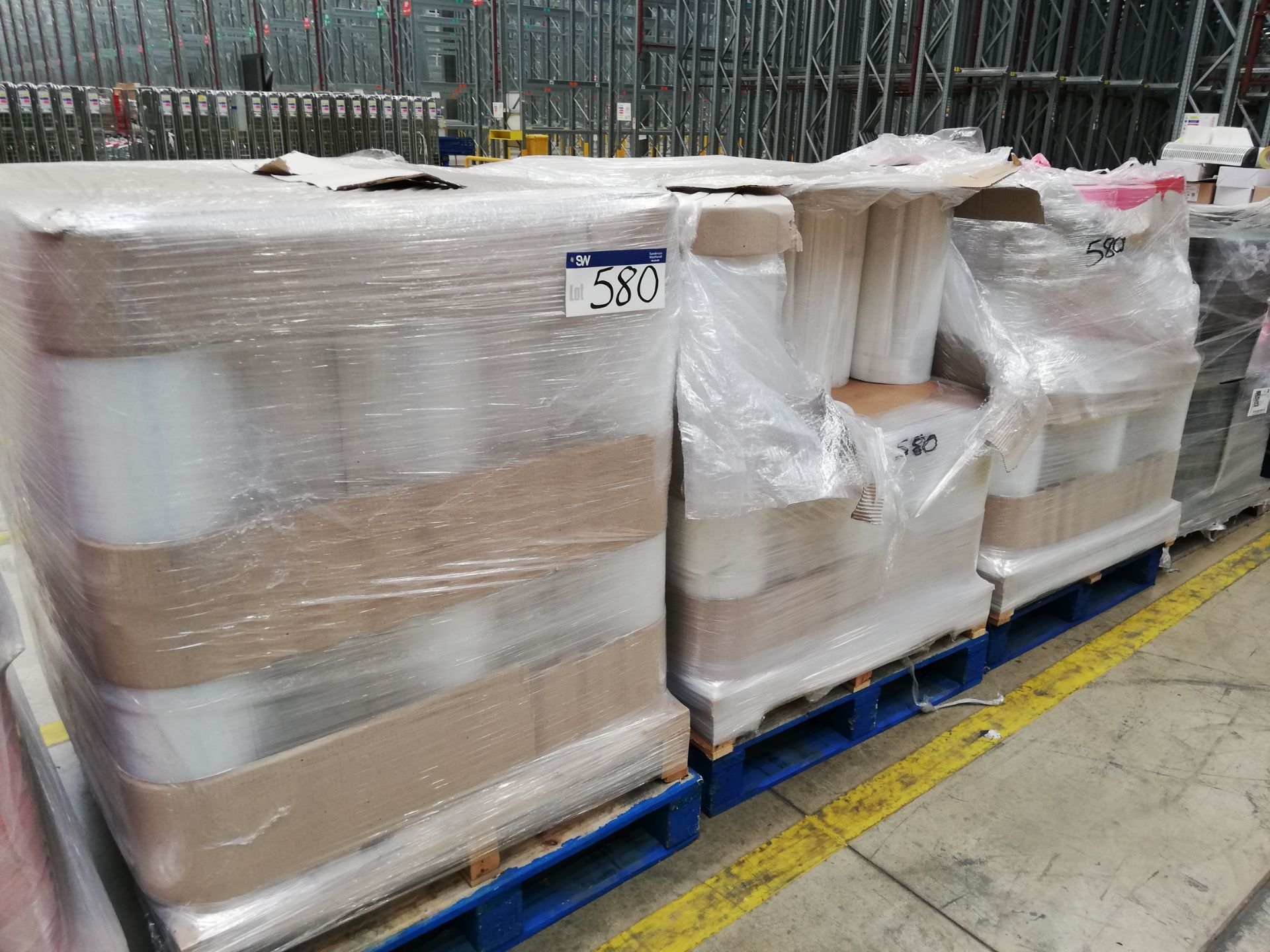 Quantity of Clear Plastic Stretch Wrap on 3 pallet