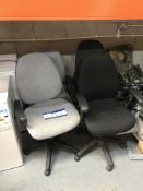 Two Black & Two Grey Upholstered Typists Chairs