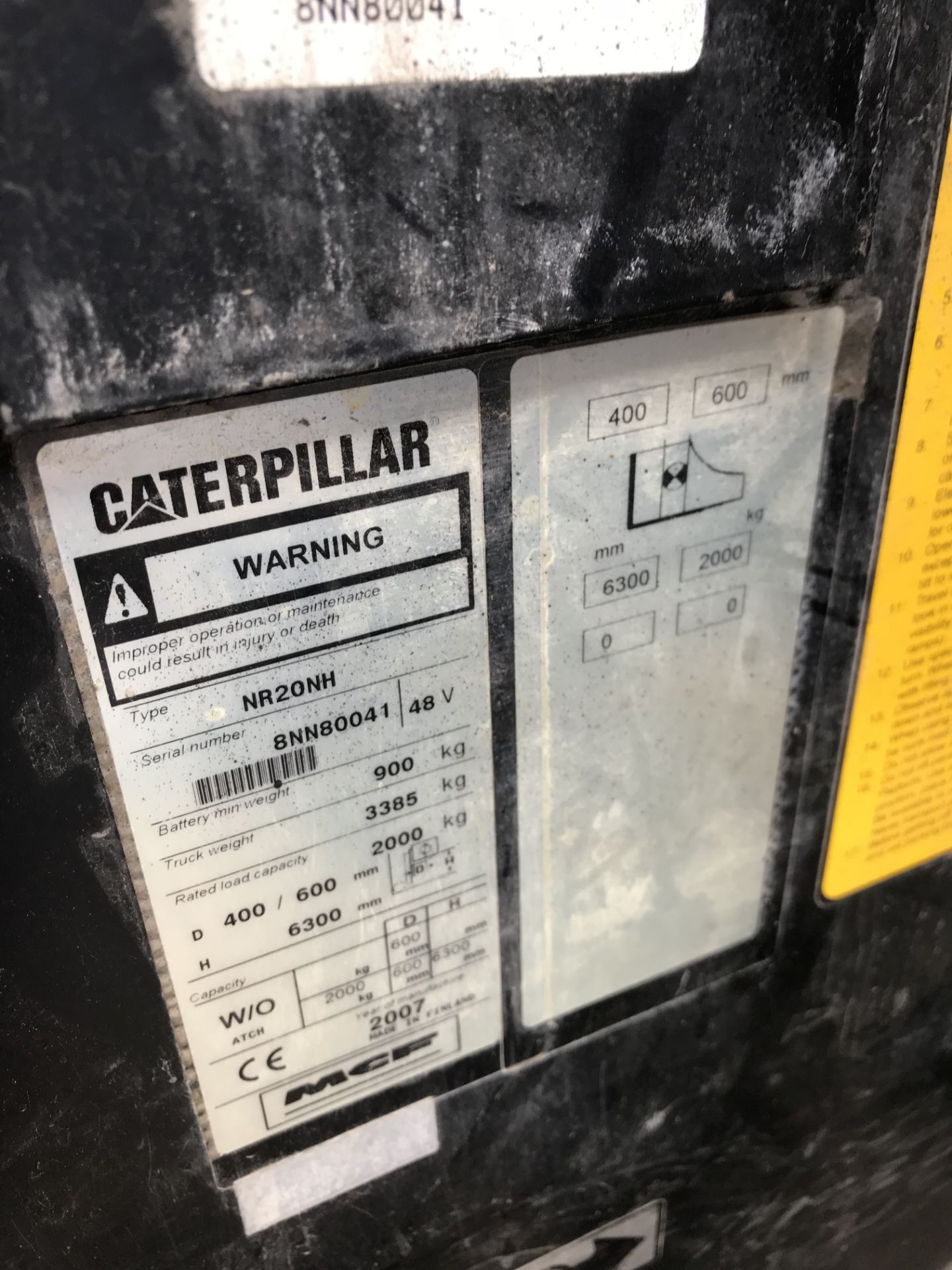 Caterpillar NR20NH 2000kg cap. Electric Reach Truck, serial no. 8NN800 41, year of manufacture 2007, - Bild 5 aus 6