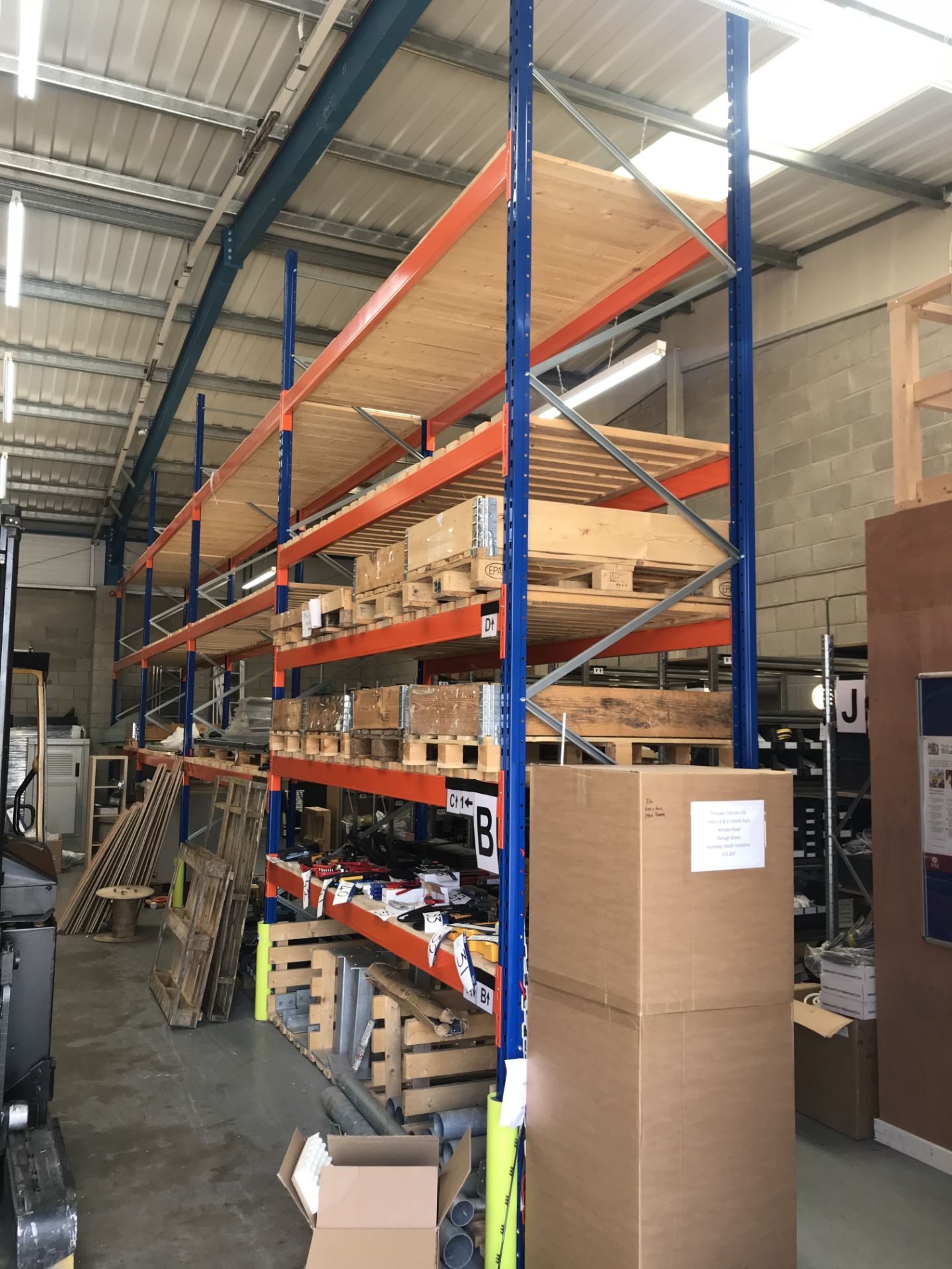 Four Bays of PSS Boltless Pallet Racking, comprising of five uprights and 24 beams (please note