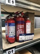 Seven x Assorted Powder Fire Extinguishers