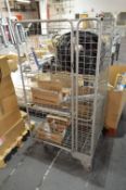 Three-Tier Wire Mesh Stock Trolley, with contents