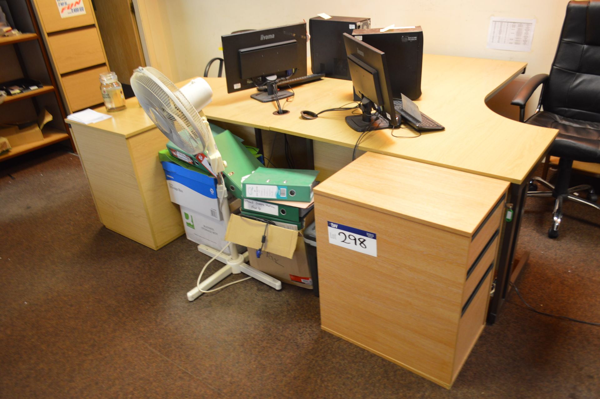 Two Cantilever Framed Desks, Two Desk Pedestals, T