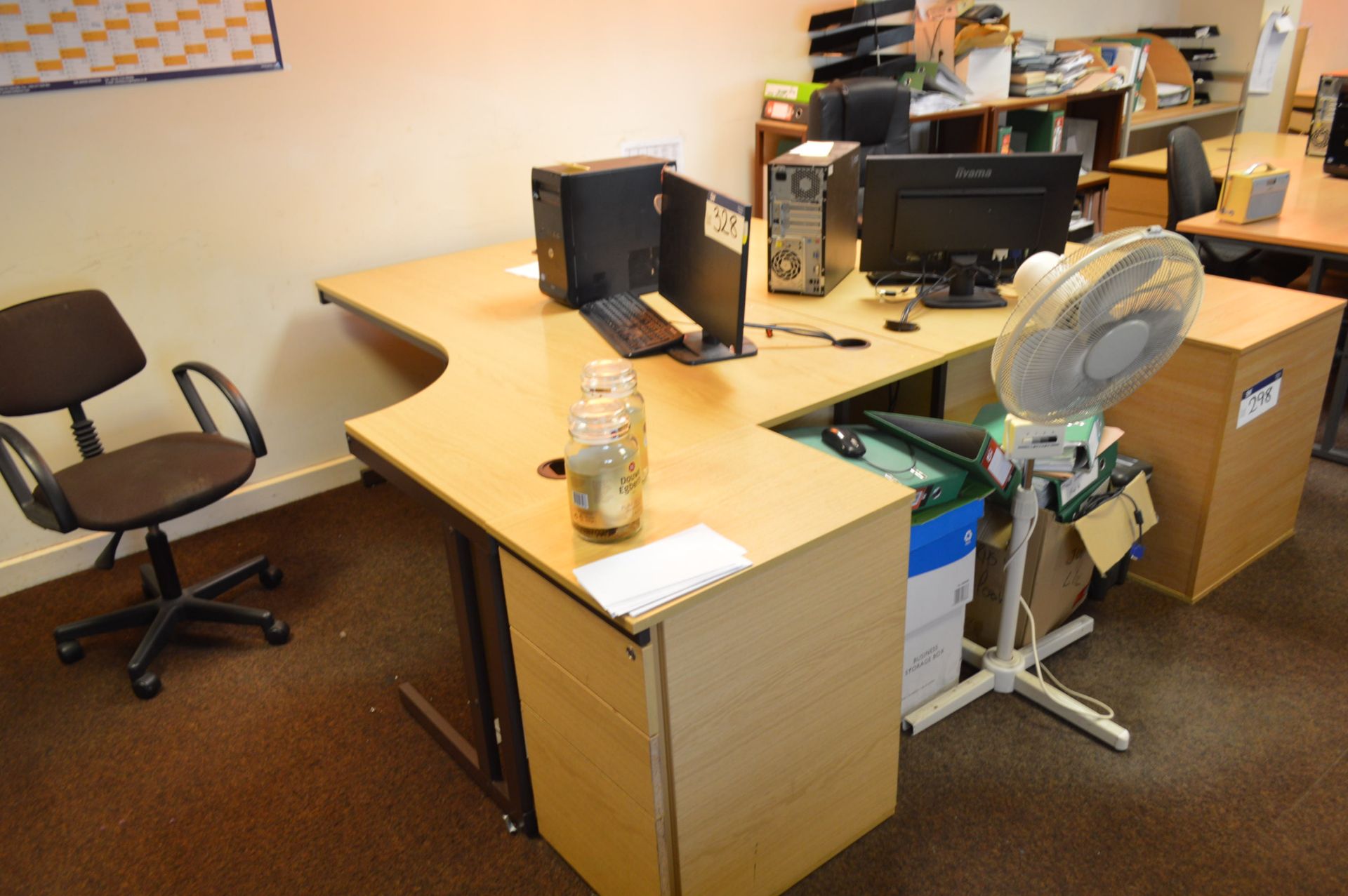 Two Cantilever Framed Desks, Two Desk Pedestals, T - Image 2 of 2