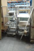 Two Three-Tier Wire Mesh Stock Trolleys