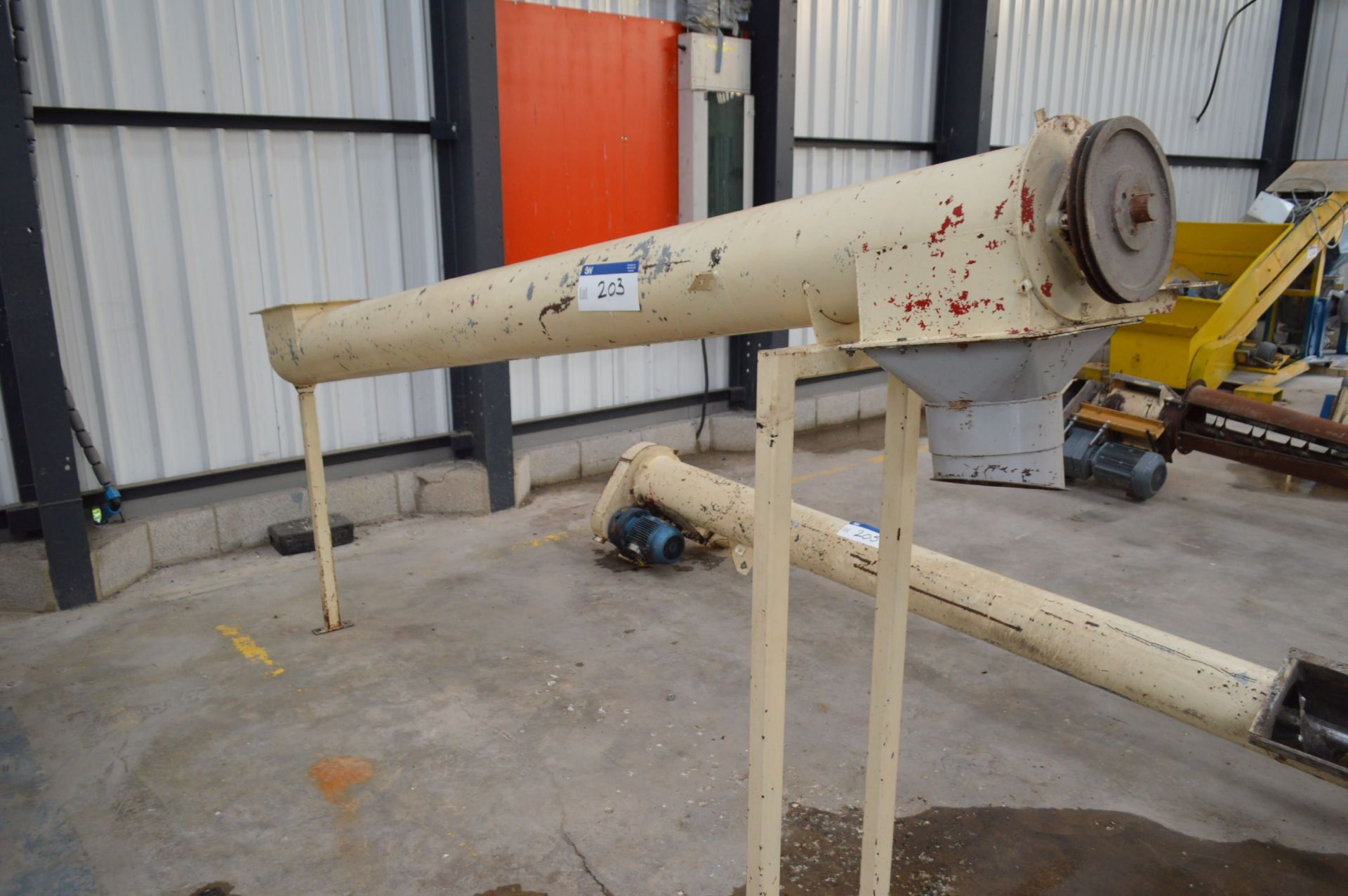 200mm dia. Inclined Auger Conveyor, approx. 3.1m l