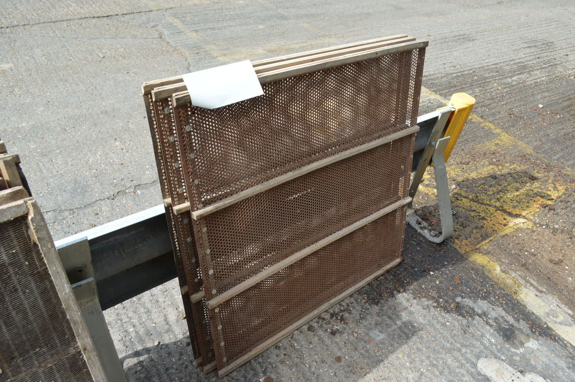 Three Timber Framed 8mm Perforated Screens, each 1