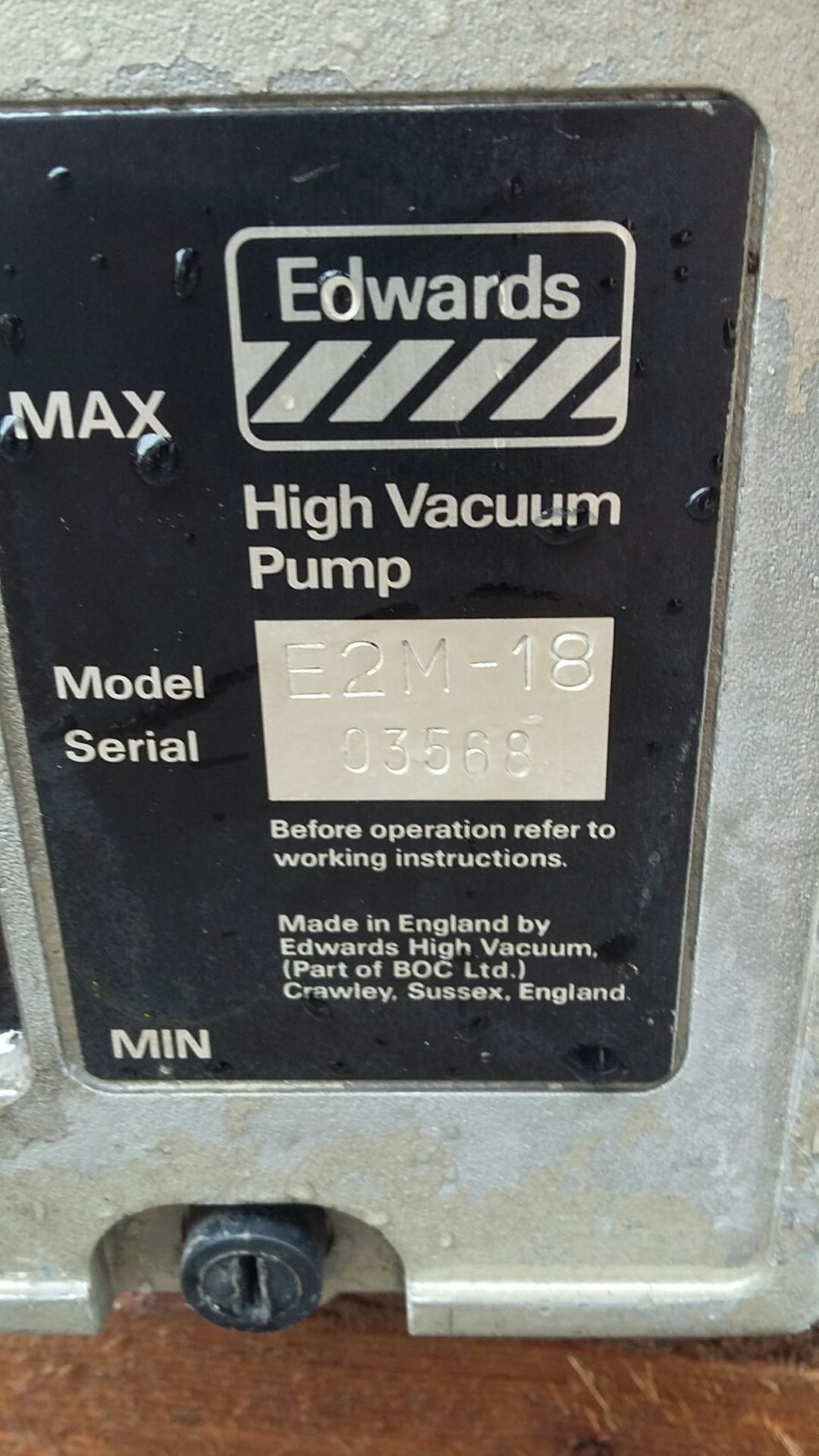 Edwards E2M-18 High Vacuum Pump Set, two stage uni - Image 2 of 3