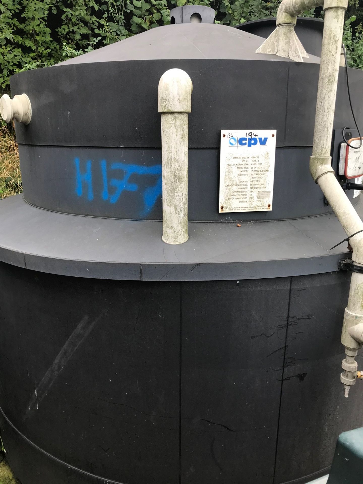 Caustic Soda Storage Tank, 5000 litre, with bund