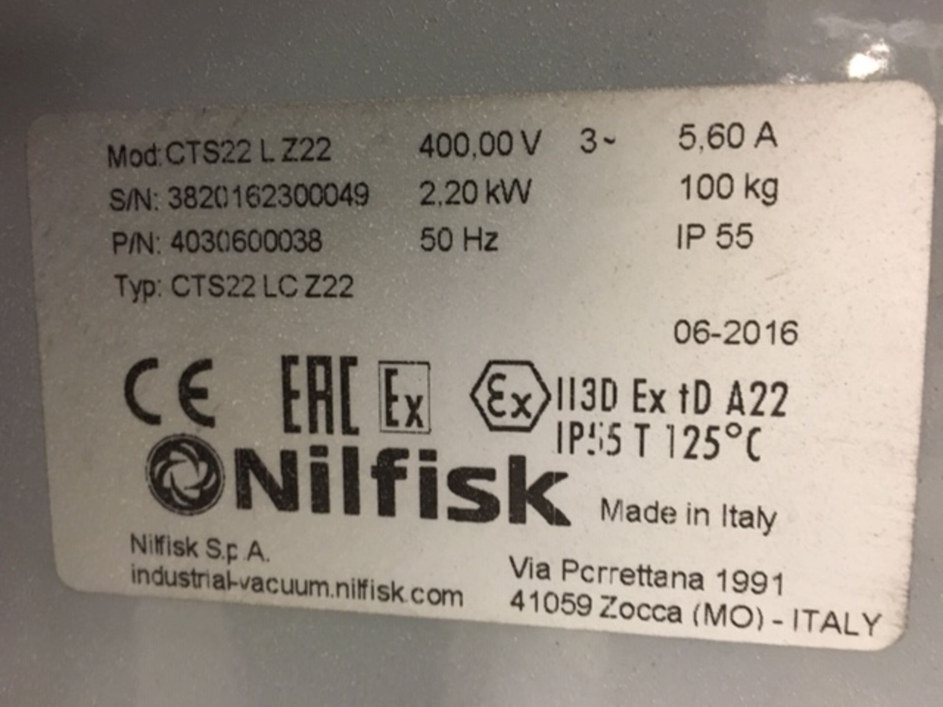 2016 Nilfisk CTS22 LC Z22 INDUSTRIAL VACUUM CLEANE - Bild 3 aus 3