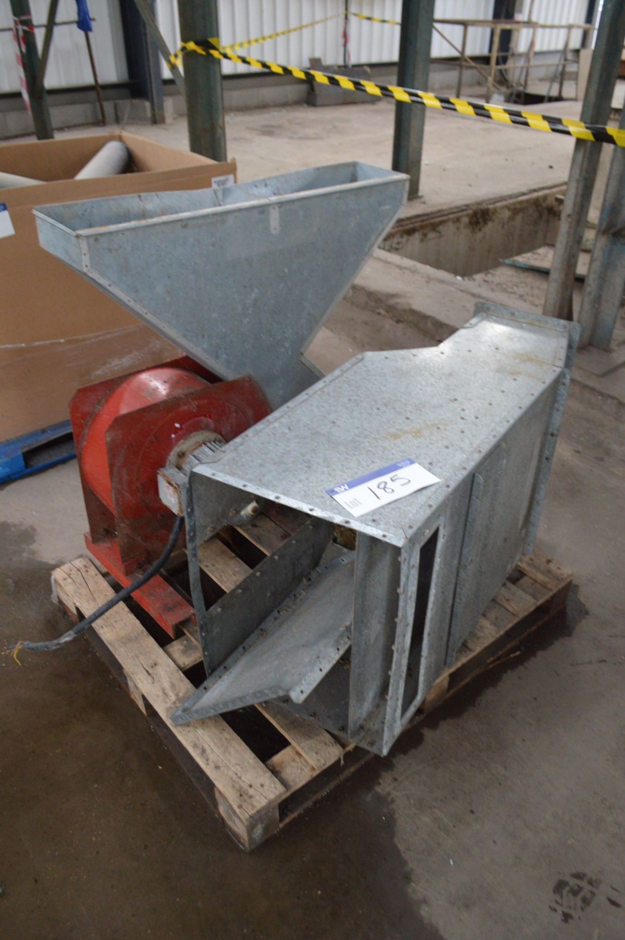 Centrifugal Fan, with ducting on pallet. Item loca