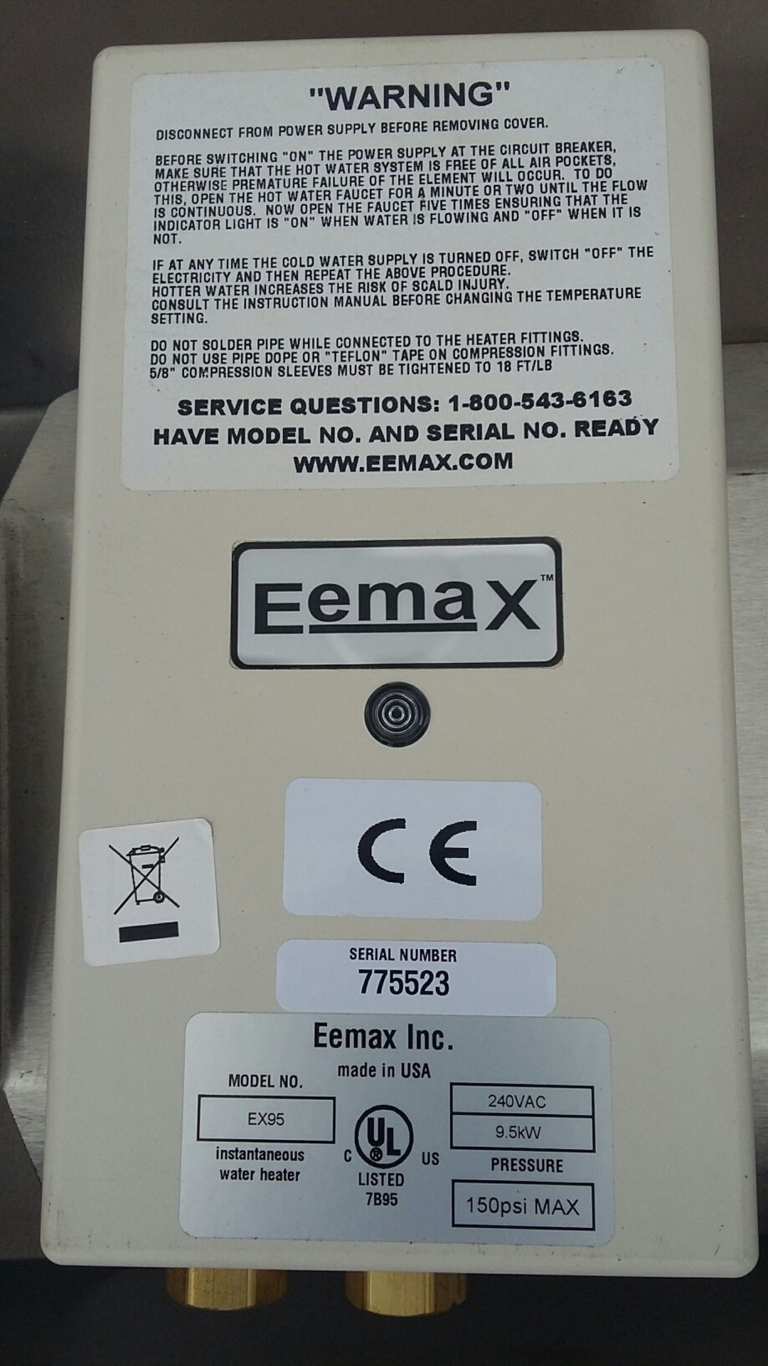 Eemax Electric Continuous Water Heater & Wash Basi - Image 5 of 5