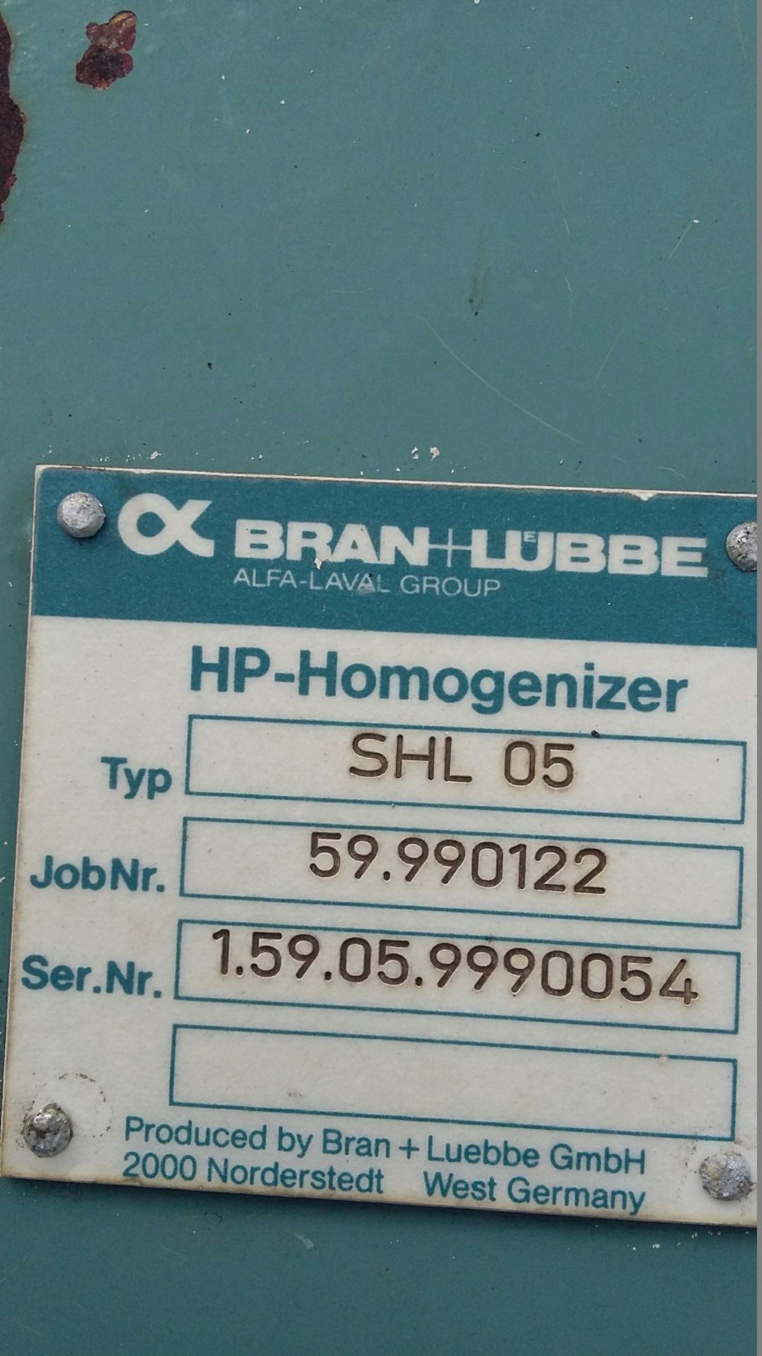 Bran & Lubbe SHL-5 High Pressure Homogeniser, with - Image 2 of 4