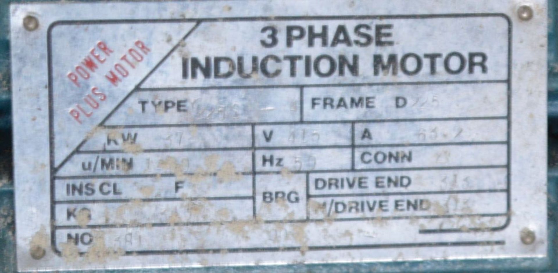 Type 225S-4 Three Phase Induction Electric Motor, - Image 2 of 2
