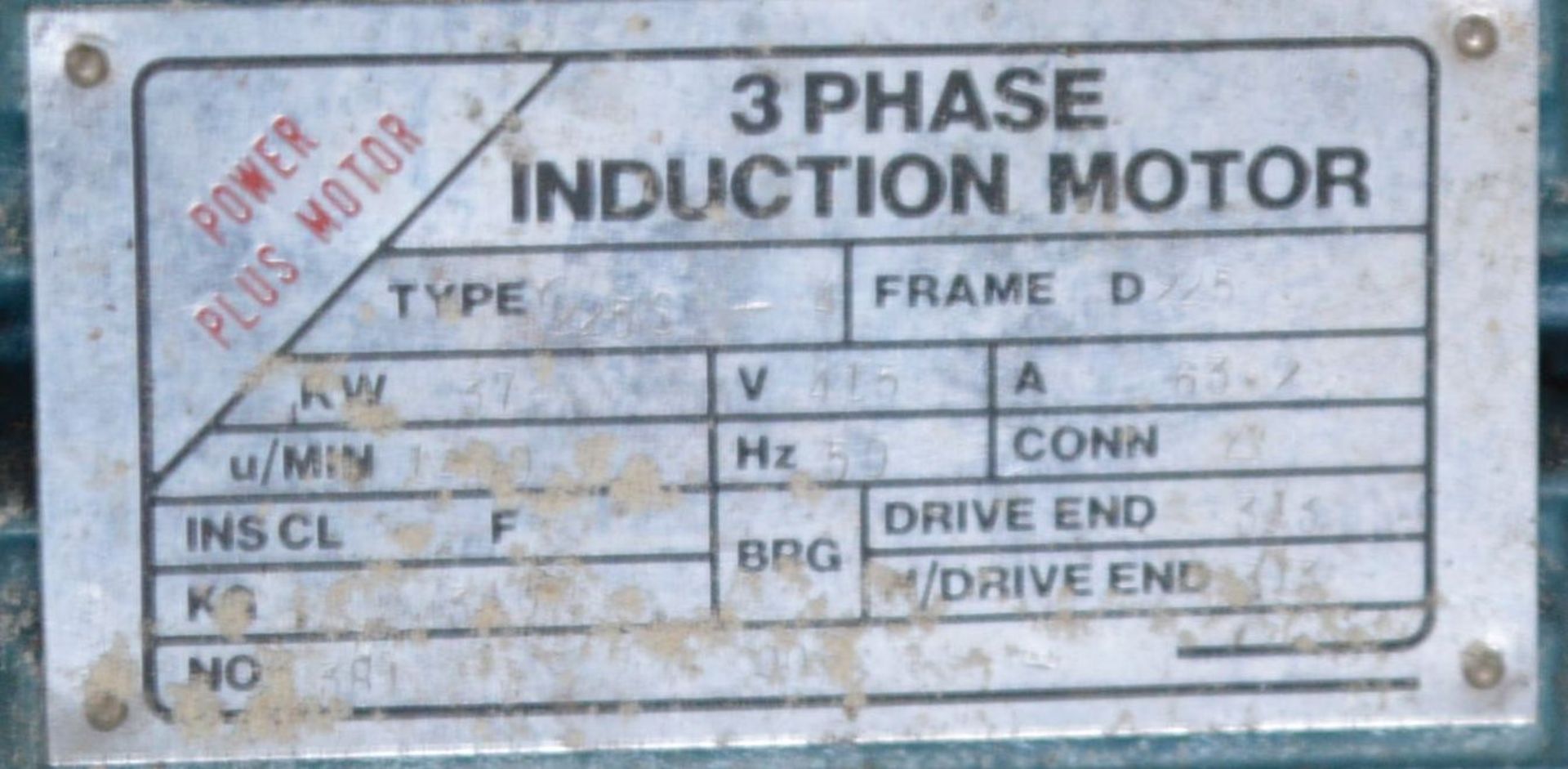 Type 225S-4 Three Phase Induction Electric Motor, - Bild 2 aus 2