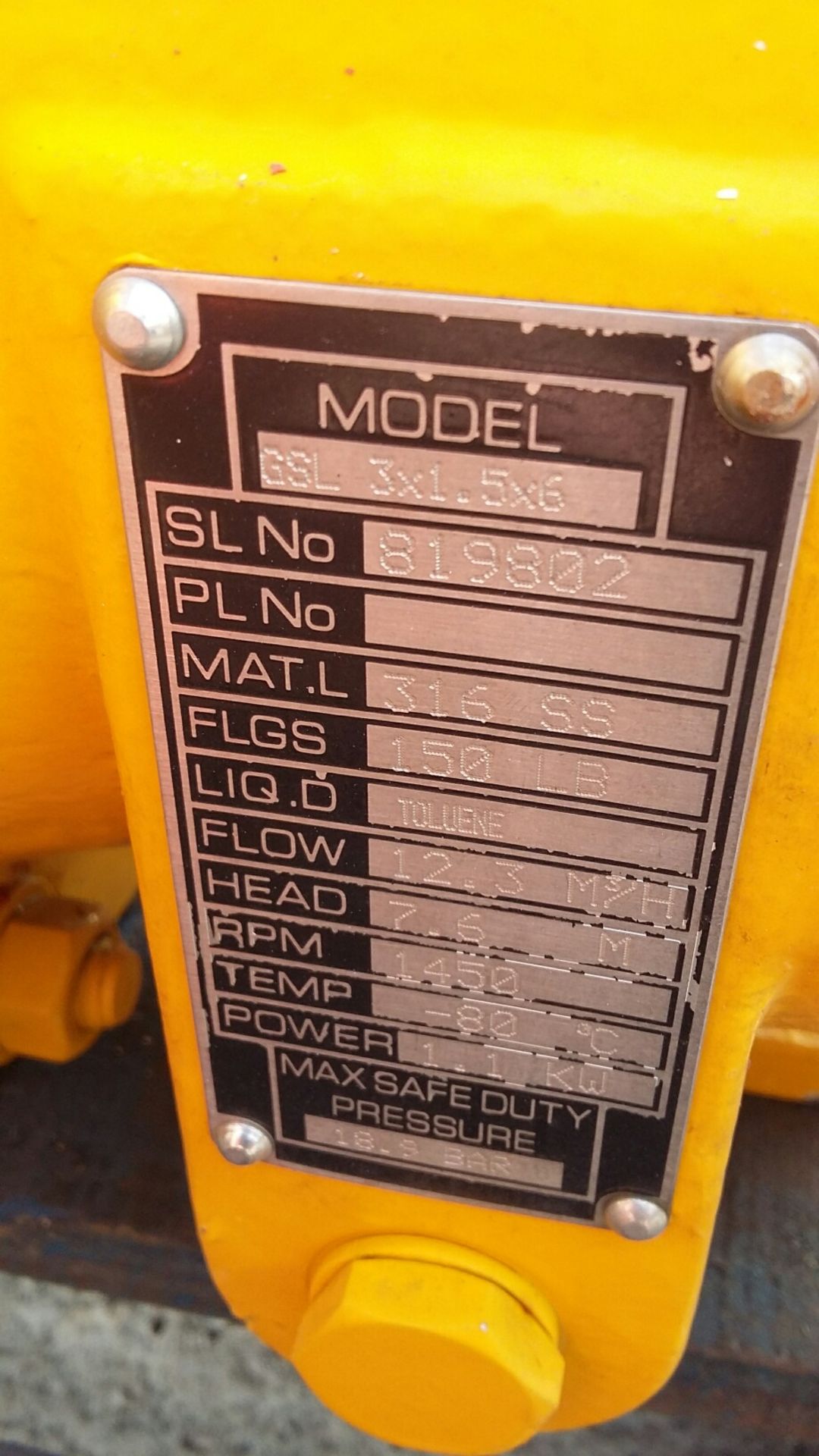 HMD GSL 3" x 1" Bareshaft Sealess Pump, 316 stainl - Image 2 of 3