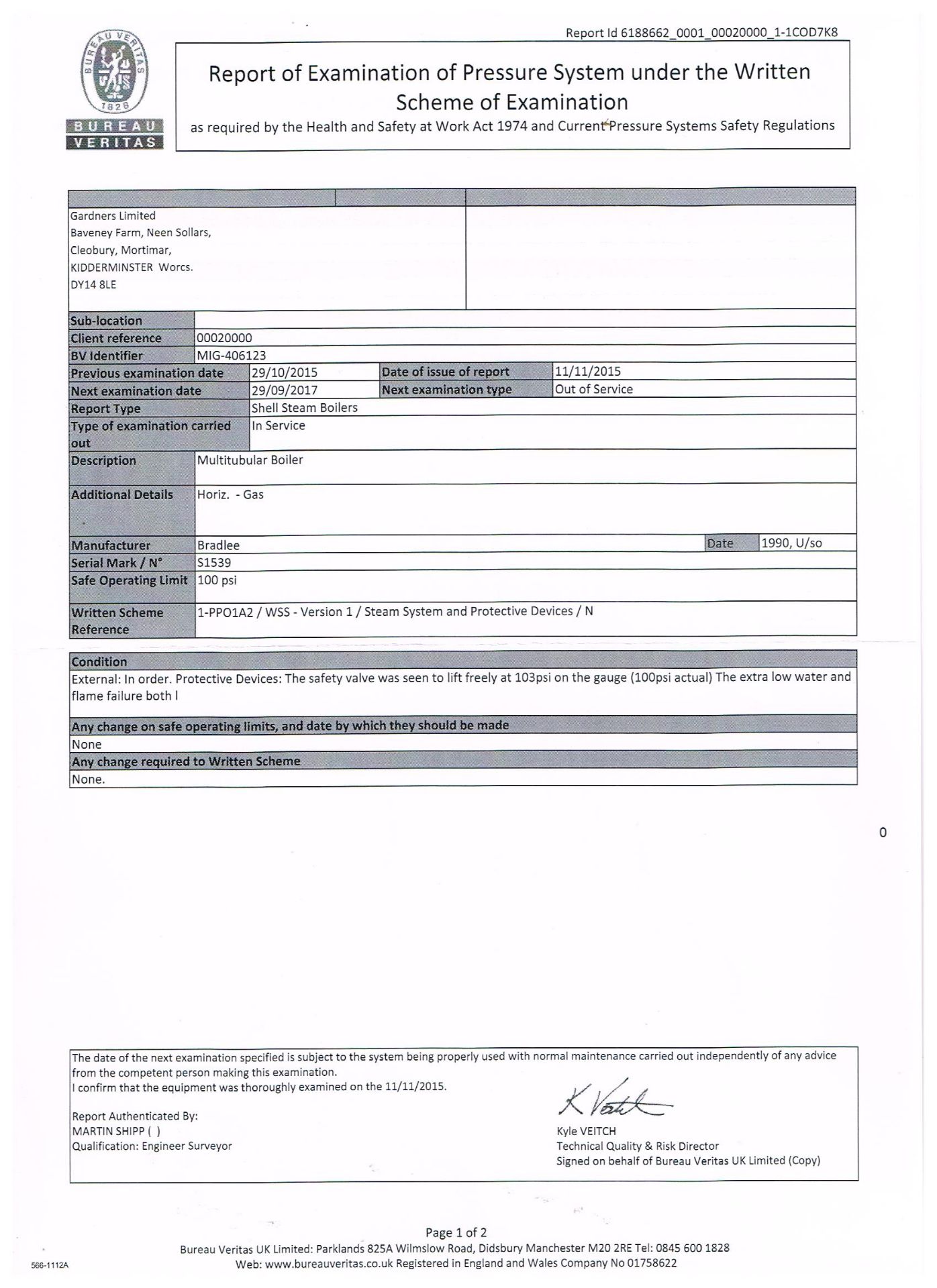 Bradlee Gas-Fired (LPG) 518lbs/hr Steam Boiler, wi - Image 5 of 8