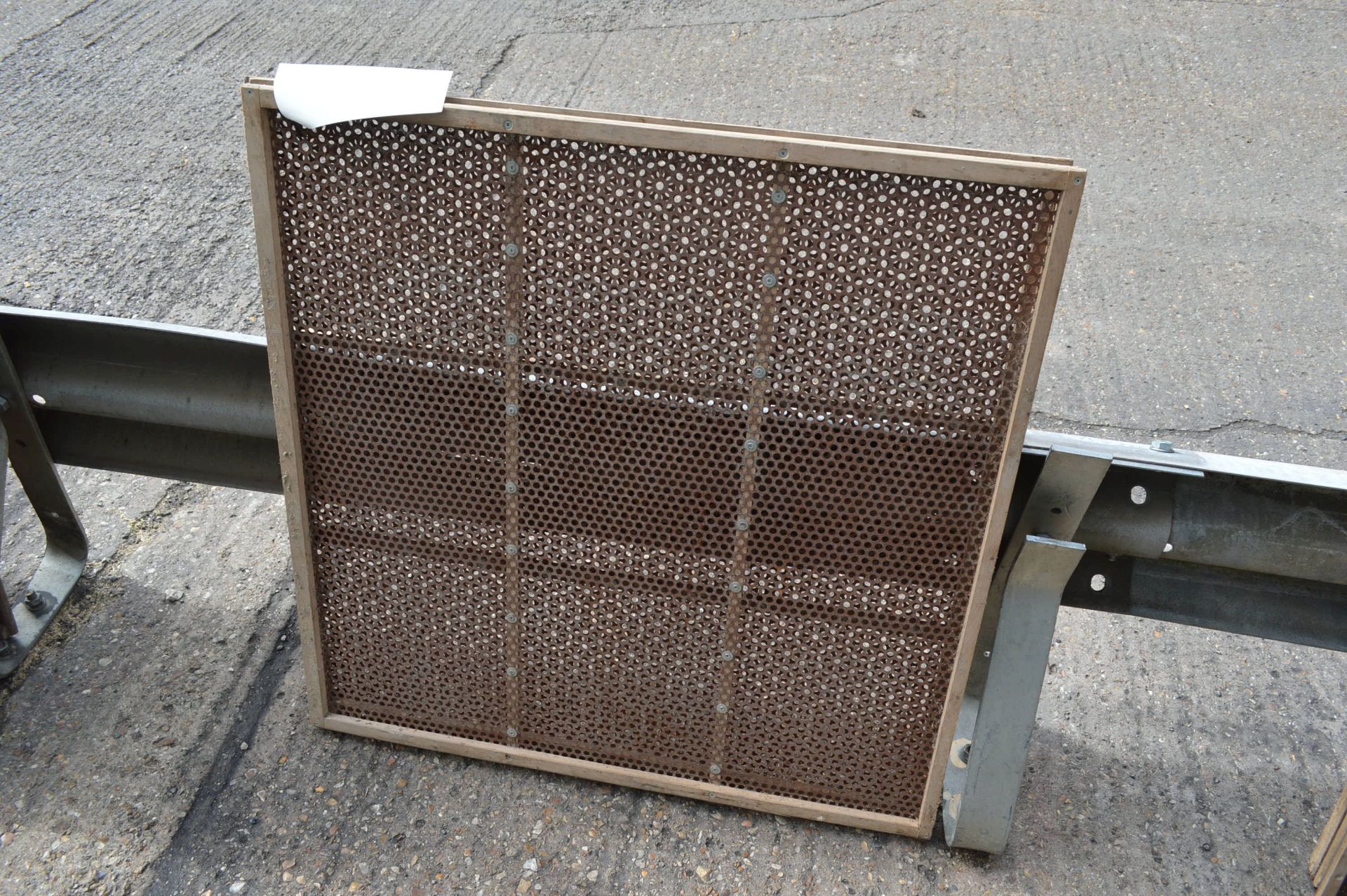 Two Timber Framed 10mm Perforated Screens, each 1m